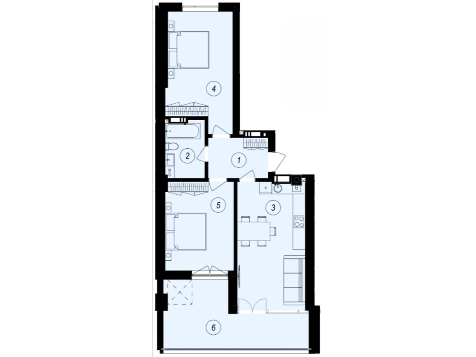 Продается 2-комнатная квартира 68.3 кв. м в Ужгороде, ул. Тлехаса, 89А - фото 1