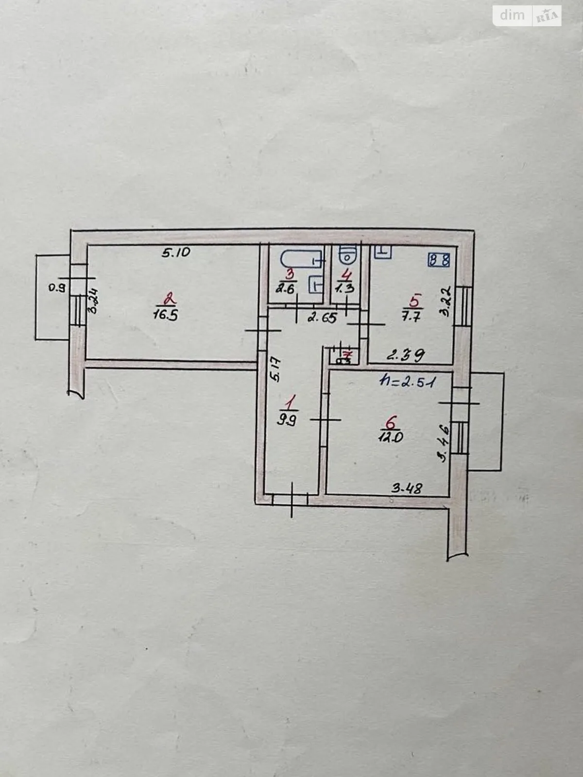 Продается 2-комнатная квартира 51.5 кв. м в Хмельницком, ул. Казацкая, 54/1 - фото 1