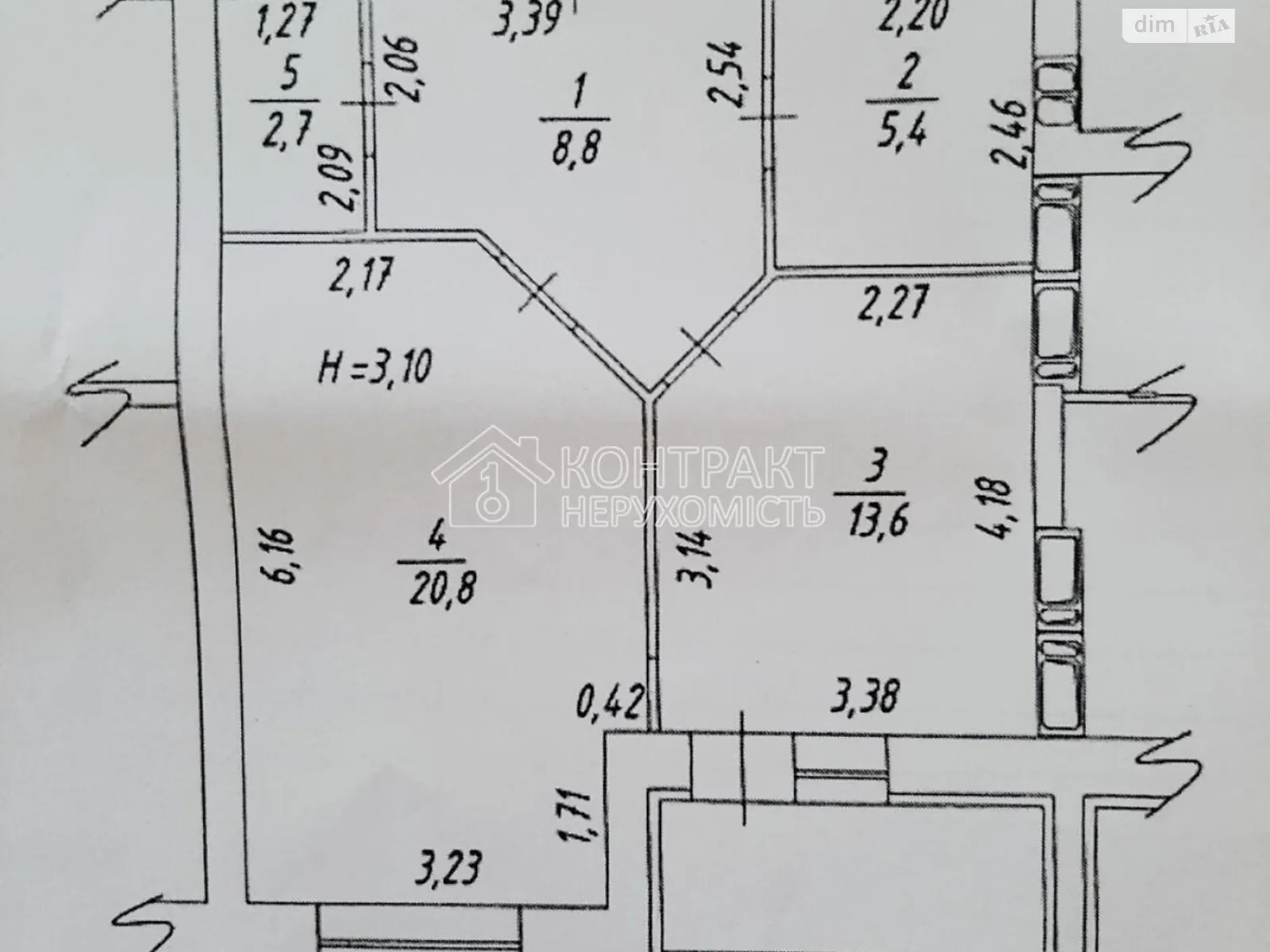Продається 1-кімнатна квартира 57 кв. м у Харкові, пров. Ботанічний - фото 1