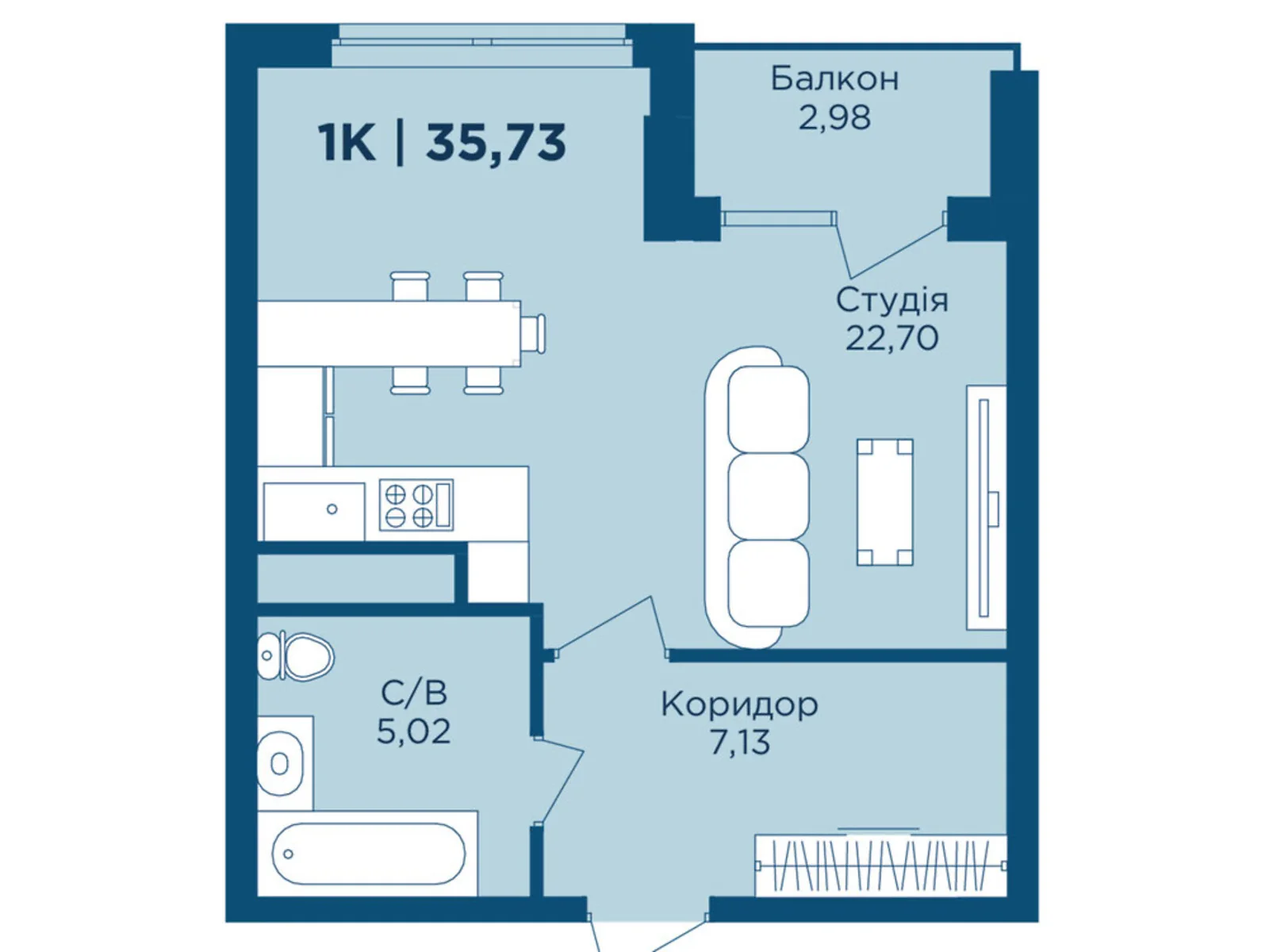 Продается 1-комнатная квартира 35.73 кв. м в Криховцах, ул. Физкультурная, 27 - фото 1