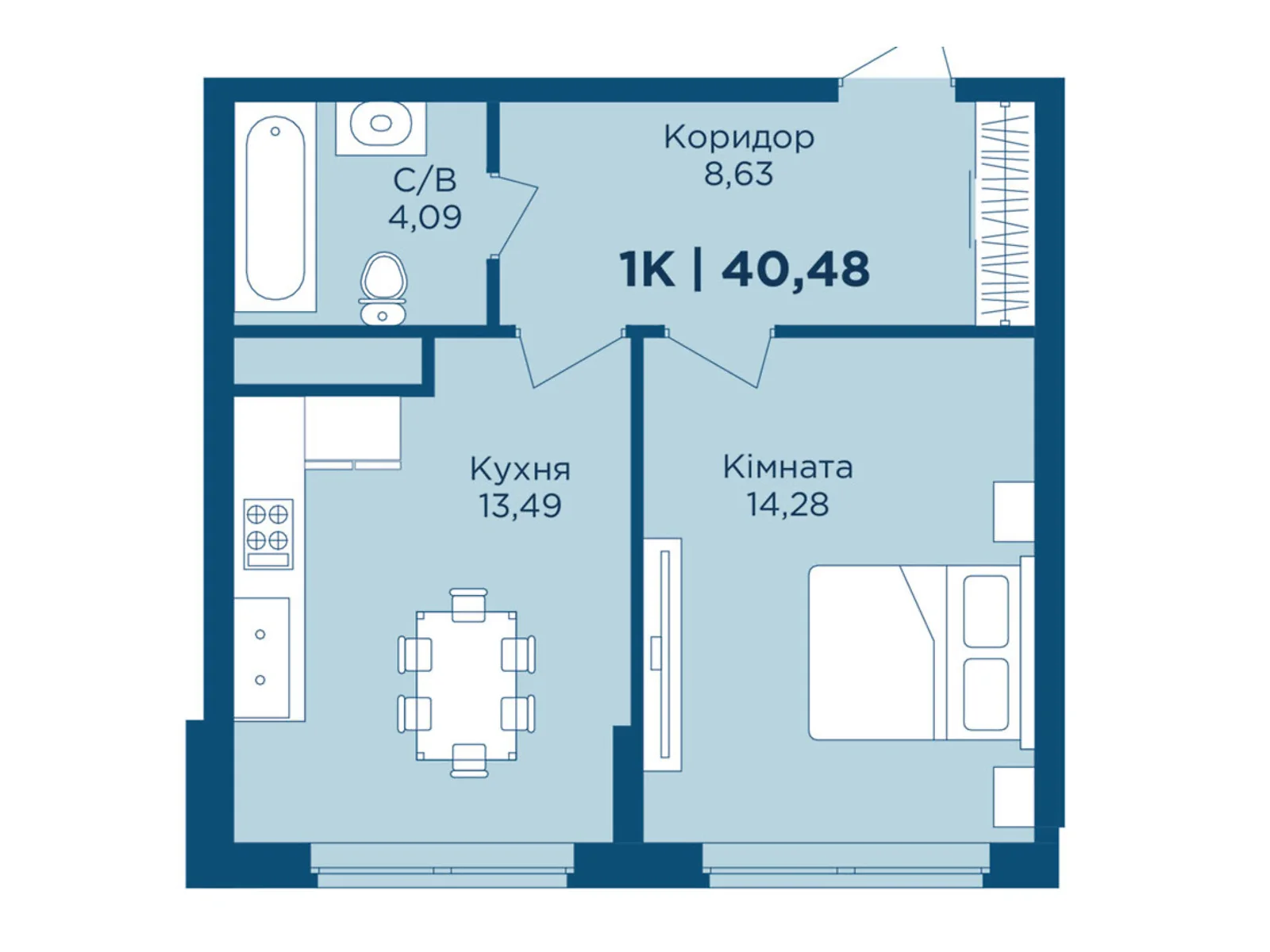 Продається 1-кімнатна квартира 40.48 кв. м у Крихівцях, вул. Фізкультурна, 27 - фото 1