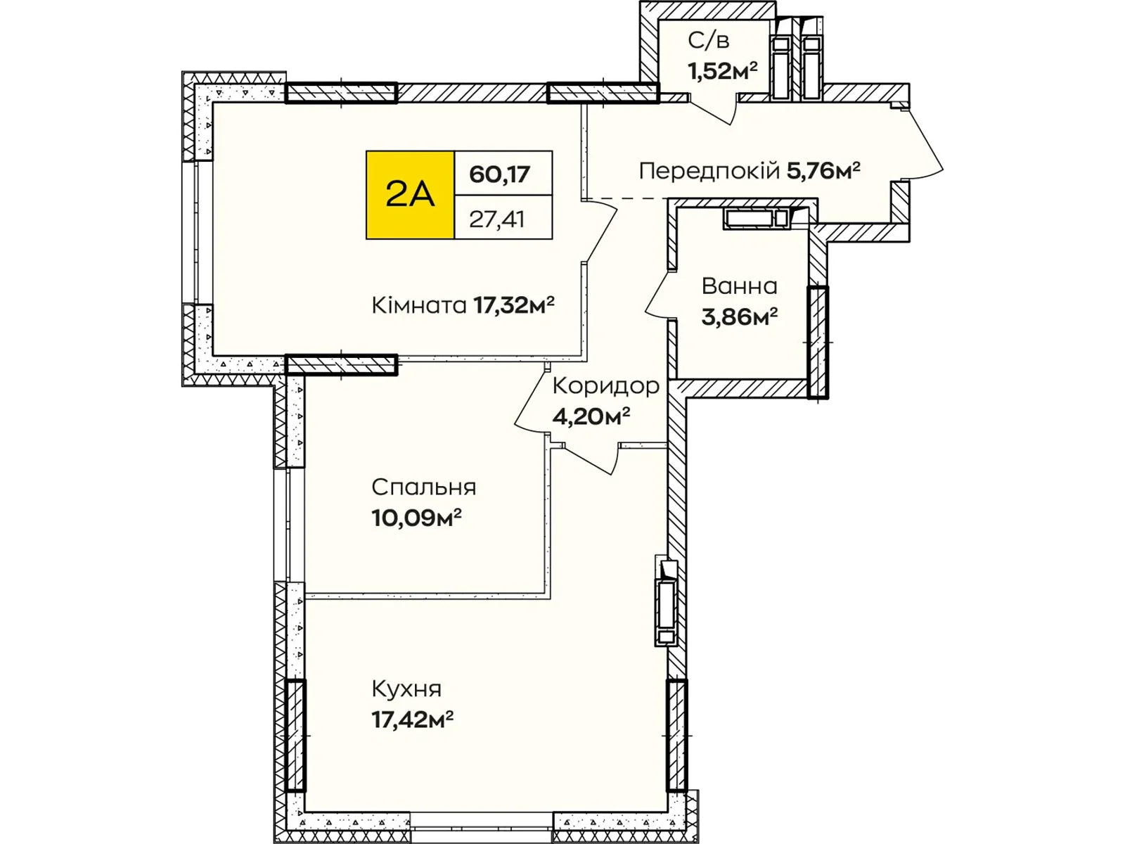 Продається 2-кімнатна квартира 60 кв. м у Києві, вул. Івана Кочерги, 17А - фото 1