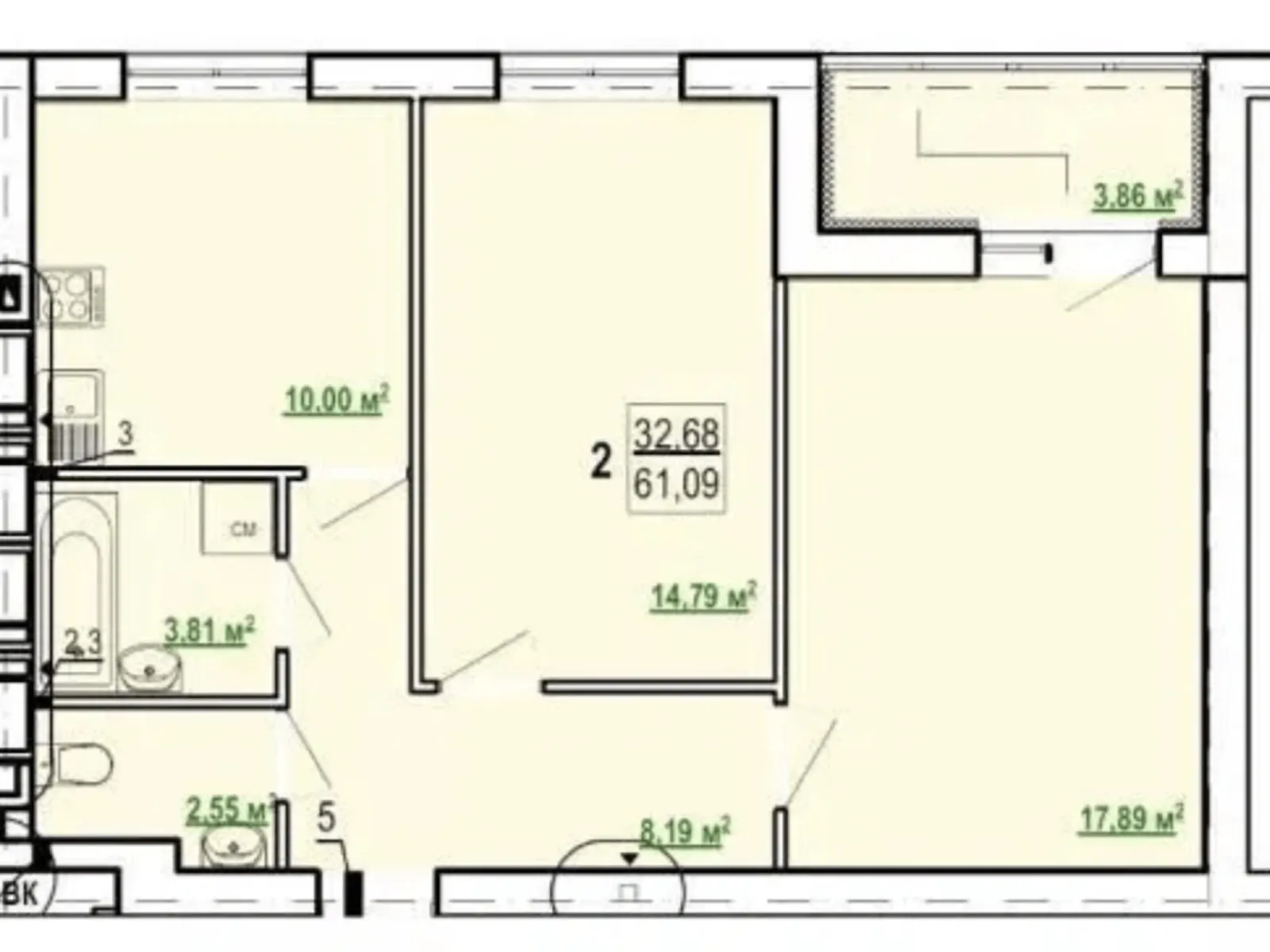 Продається 2-кімнатна квартира 65.9 кв. м у Харкові, вул. Борткевича, 7 - фото 1