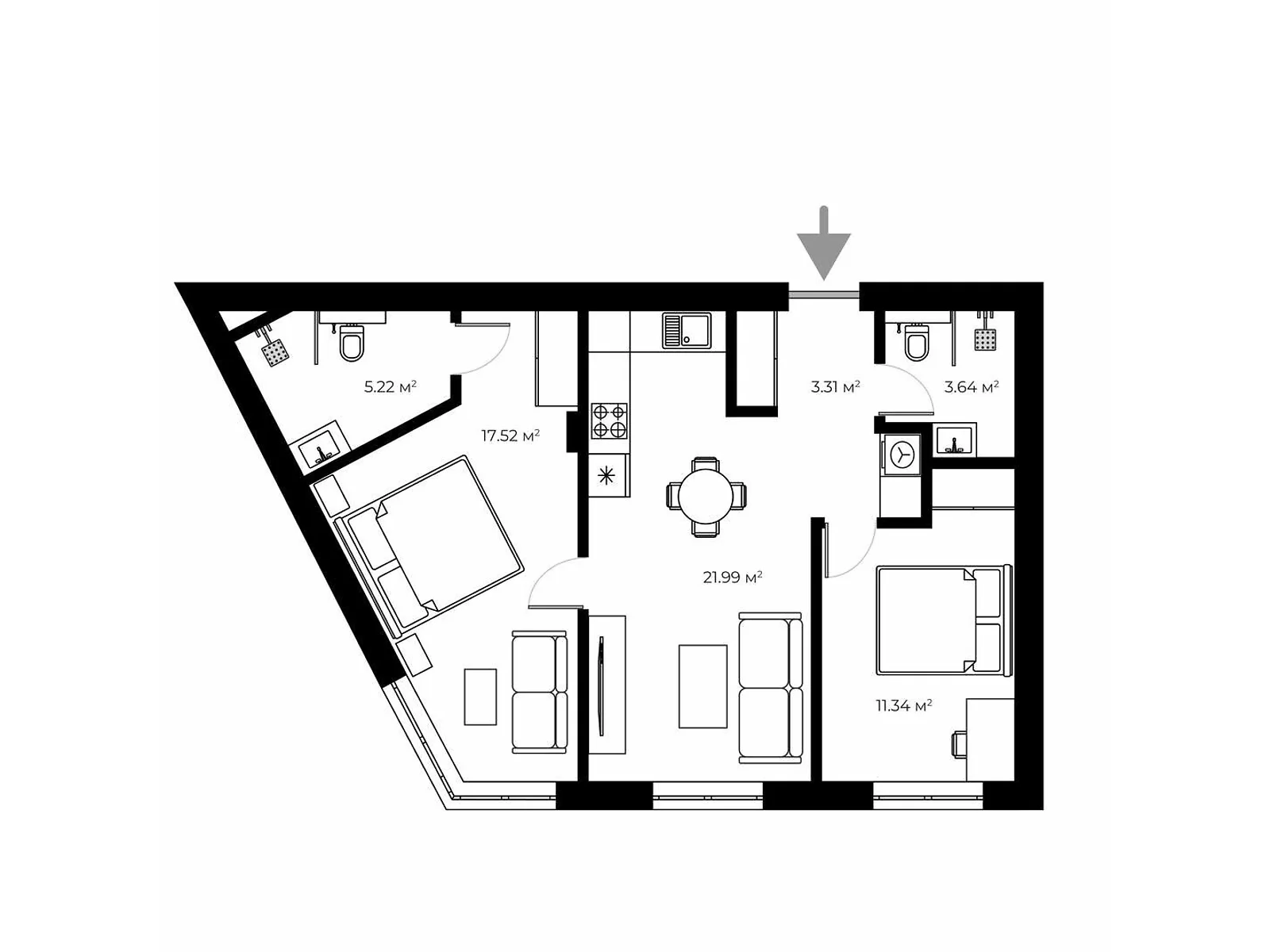 Продается 2-комнатная квартира 63 кв. м в Ужгороде, ул. Живописная, 8 - фото 1