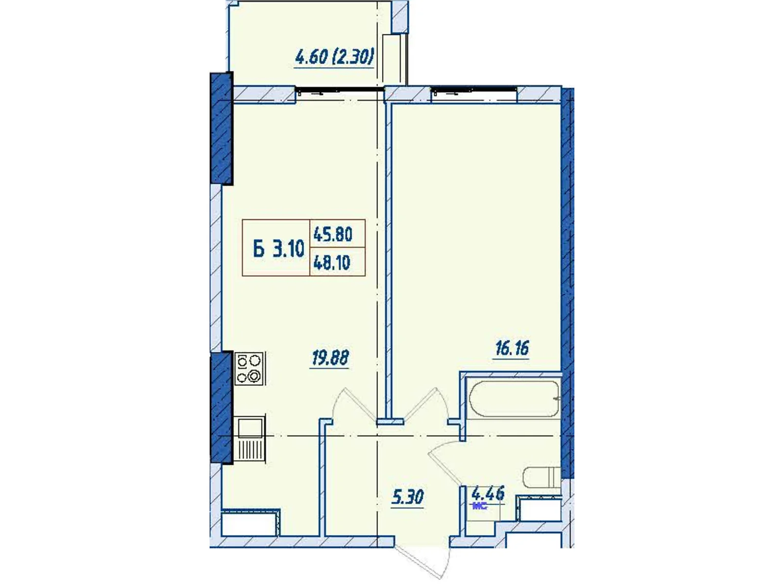 Продается 1-комнатная квартира 48.1 кв. м в Одессе, цена: 51948 $ - фото 1