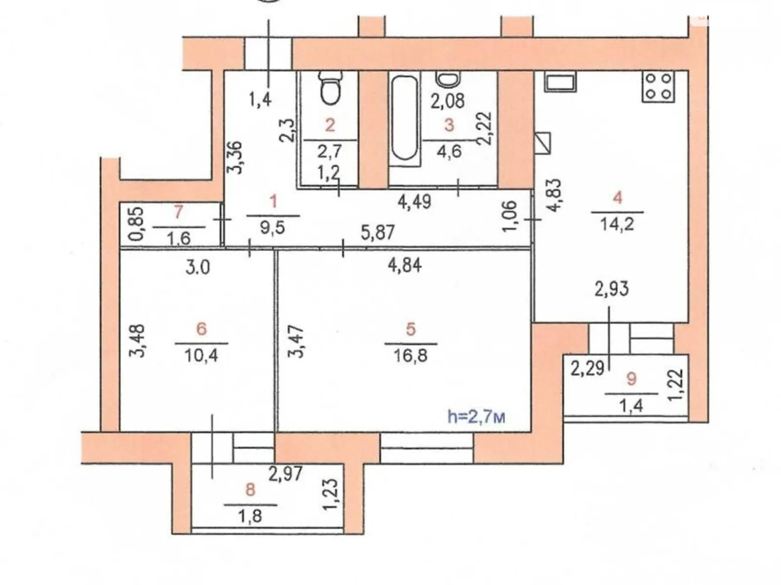 Продается 2-комнатная квартира 63 кв. м в Хмельницком, ул. Винницкая, 1/7 - фото 1