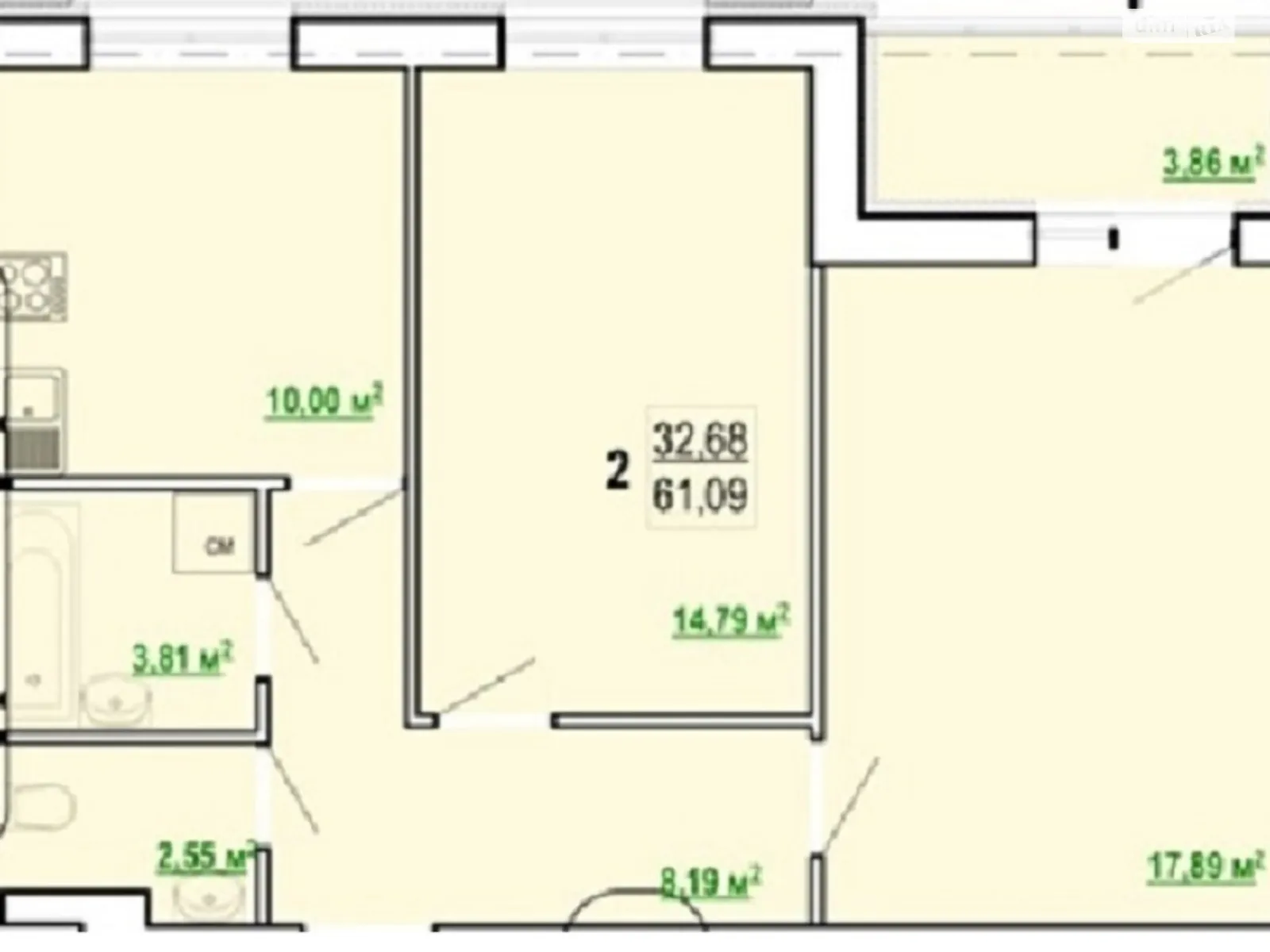 Продається 2-кімнатна квартира 61 кв. м у Харкові, цена: 59500 $ - фото 1
