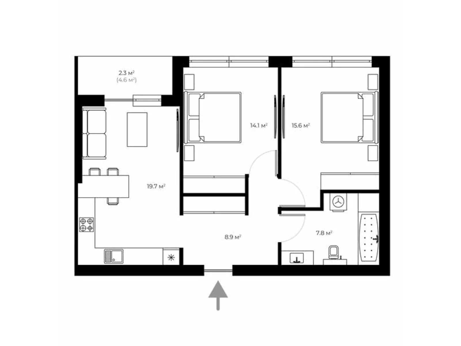Продається 2-кімнатна квартира 68.4 кв. м у Ужгороді, вул. Легоцького, 80 - фото 1