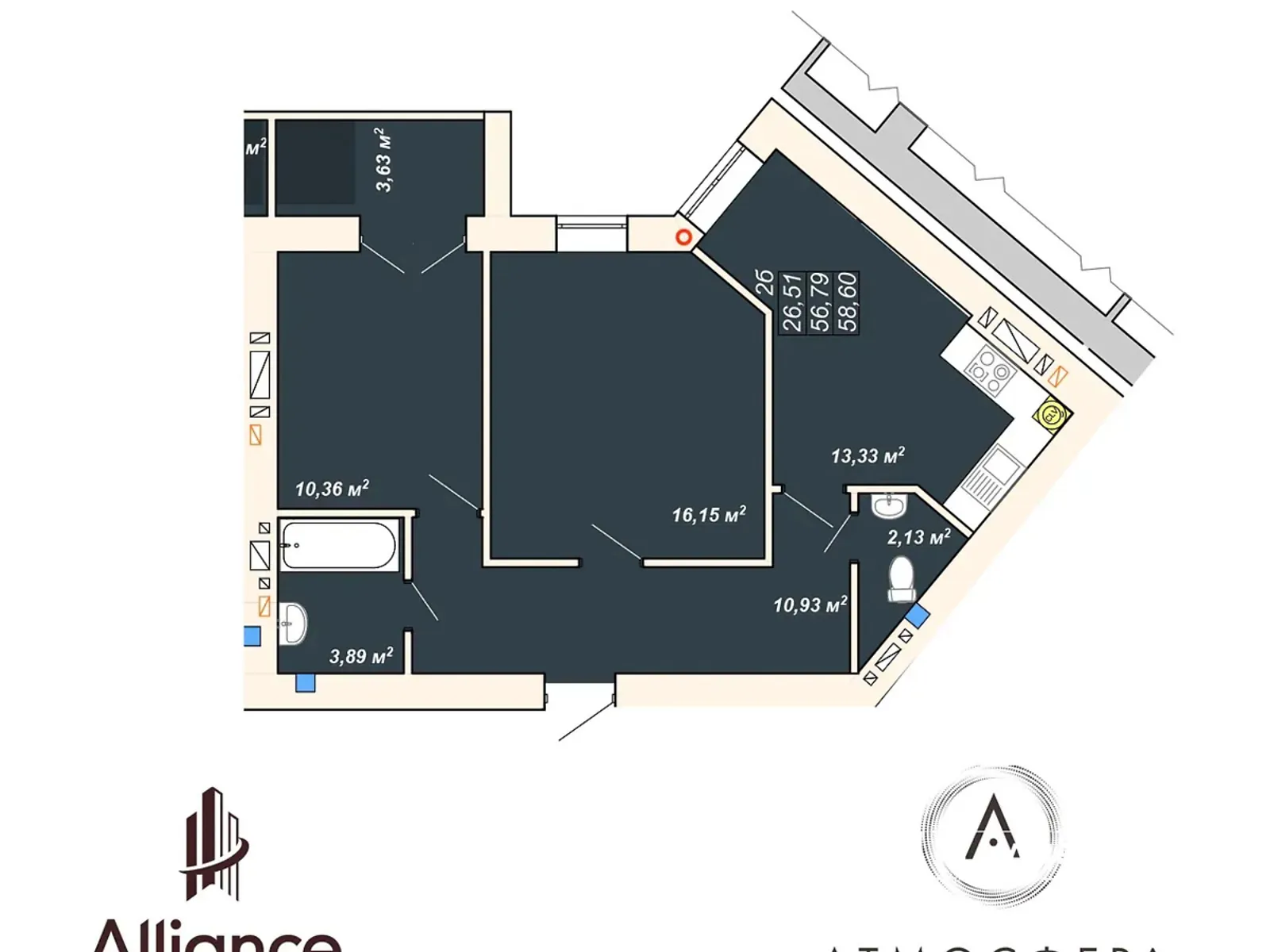 Продается 2-комнатная квартира 58.6 кв. м в Ивано-Франковске, ул. Ленкавского - фото 1