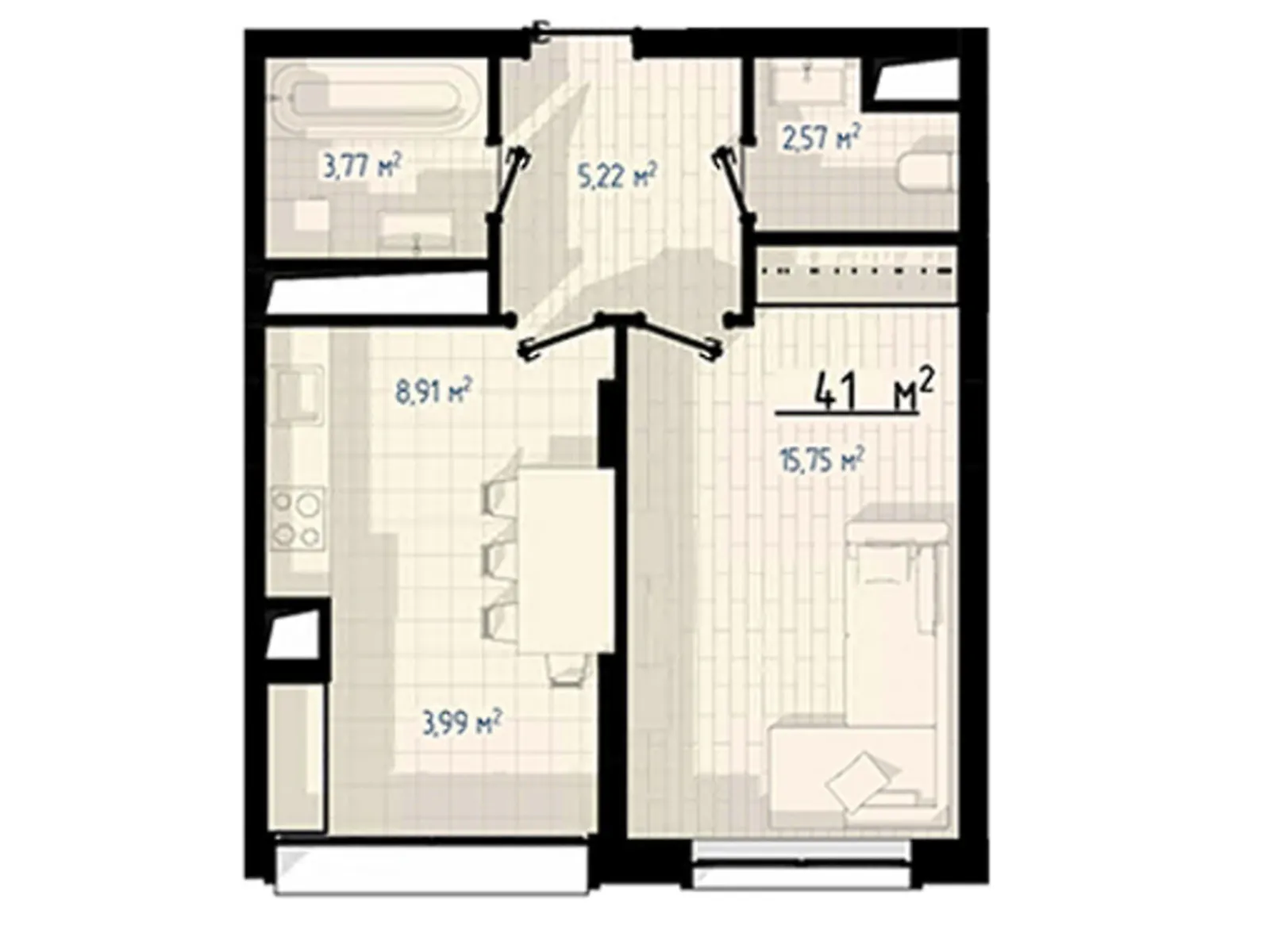 Продается 1-комнатная квартира 41 кв. м в Ивано-Франковске, ул. Химиков - фото 1