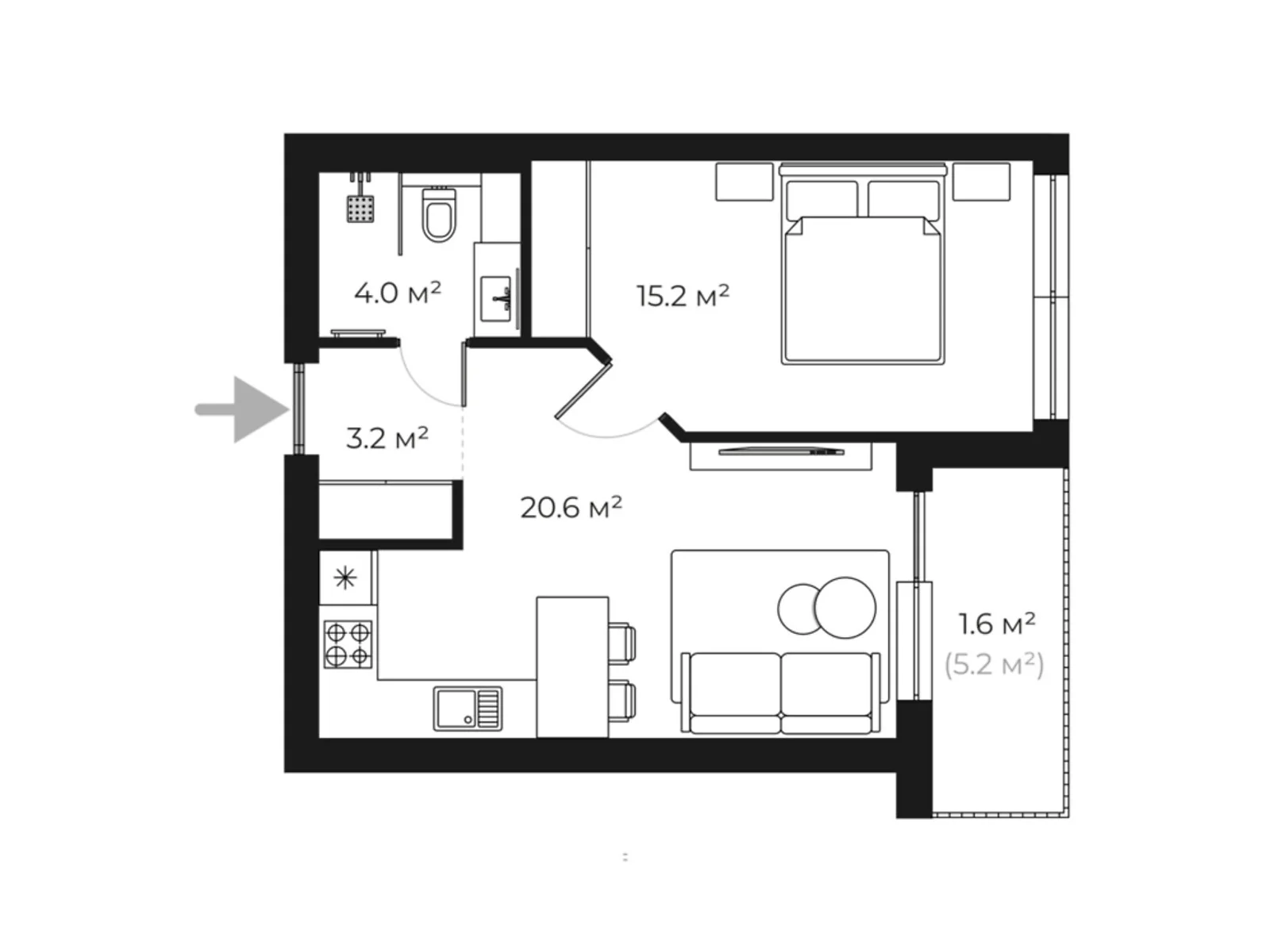Продается 1-комнатная квартира 43.4 кв. м в Ужгороде, ул. Легоцкого, 80 - фото 1