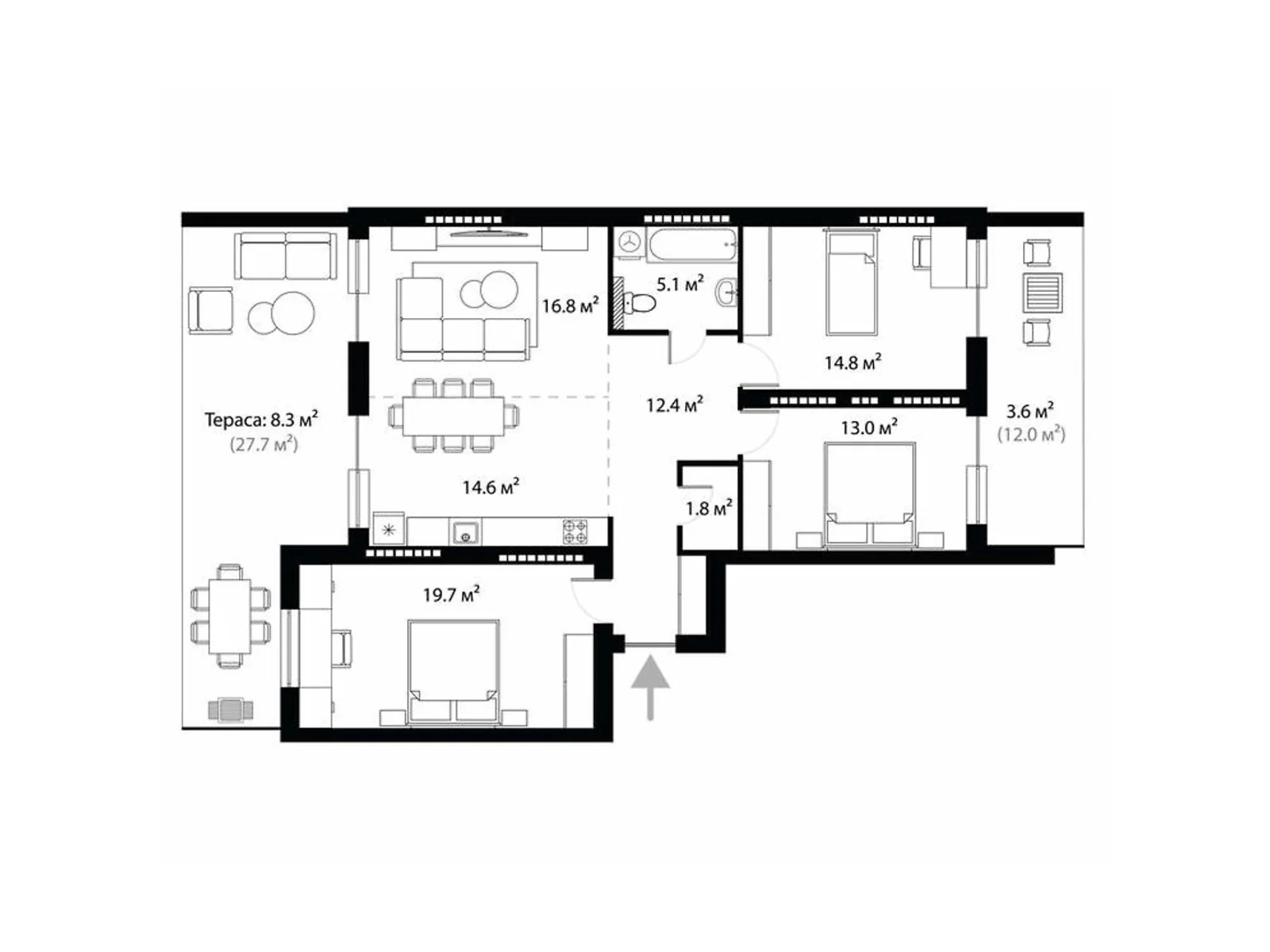 Продается 3-комнатная квартира 110.1 кв. м в Ужгороде, ул. Легоцкого, 80 - фото 1