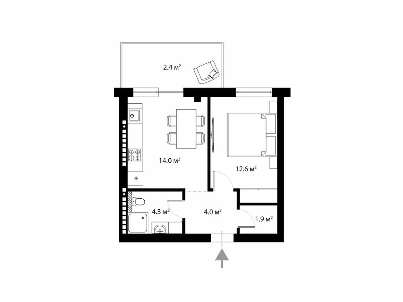 Продается 1-комнатная квартира 39.2 кв. м в Ужгороде, ул. Легоцкого, 80 - фото 1