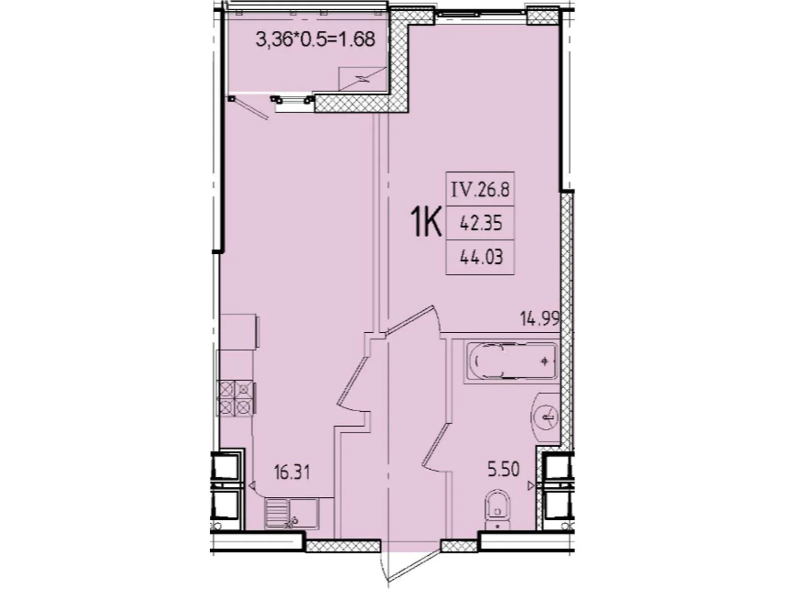 Продається 1-кімнатна квартира 44.03 кв. м у Одесі, вул. Генуезька, 1Ж - фото 1