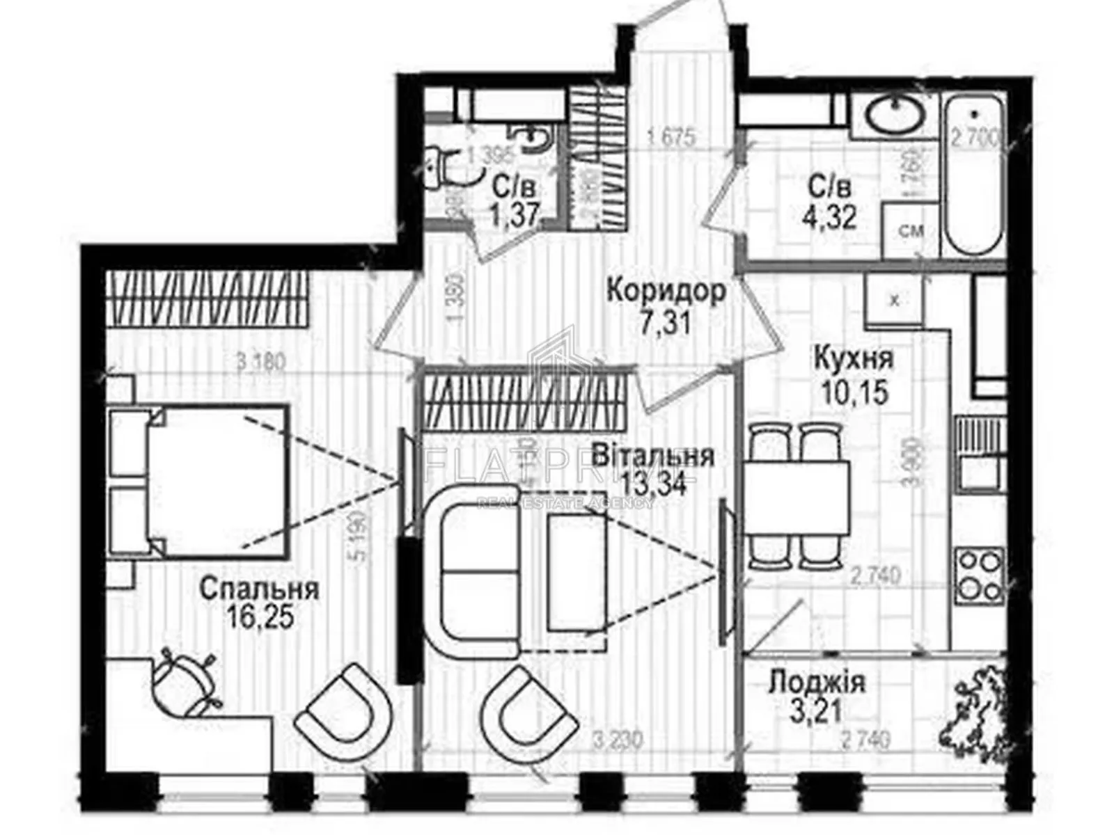 Продается 2-комнатная квартира 56 кв. м в Киеве, просп. Науки, 58 - фото 1