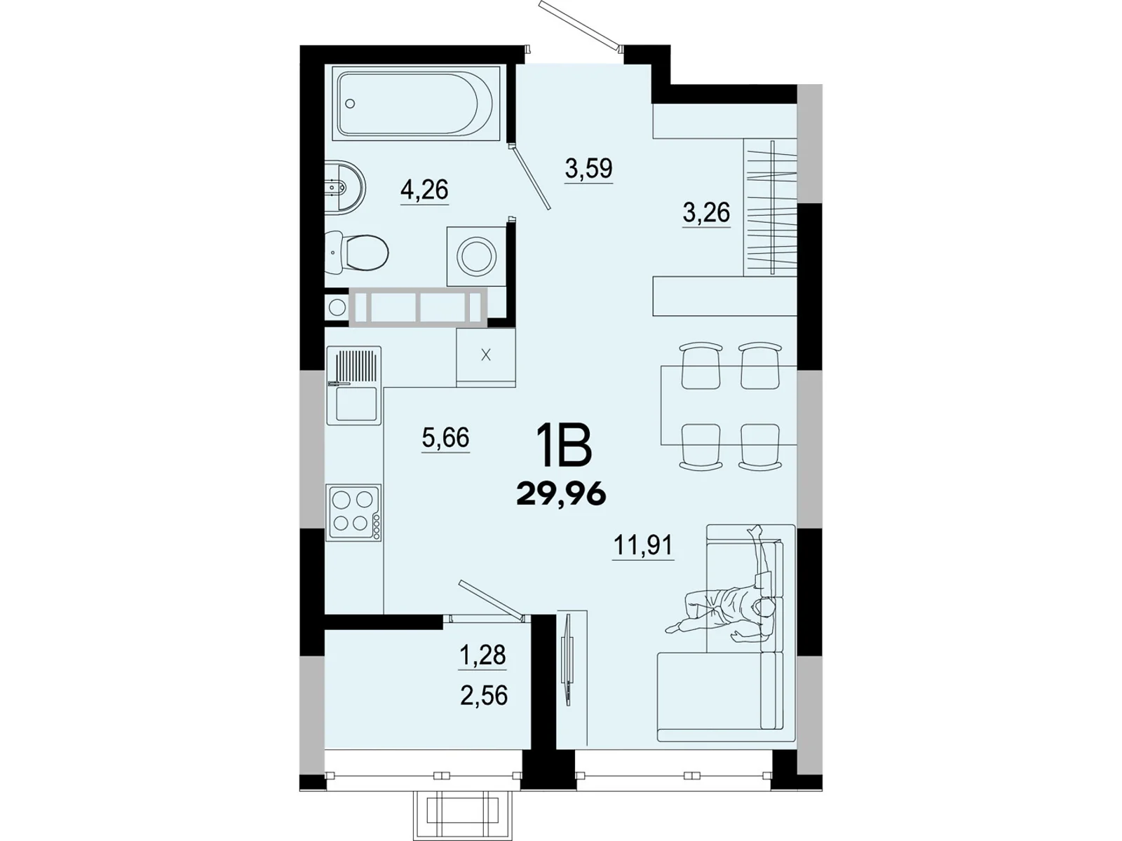 Продается 1-комнатная квартира 29.96 кв. м в Киеве, ул. Николая Кибальчича, 1 - фото 1