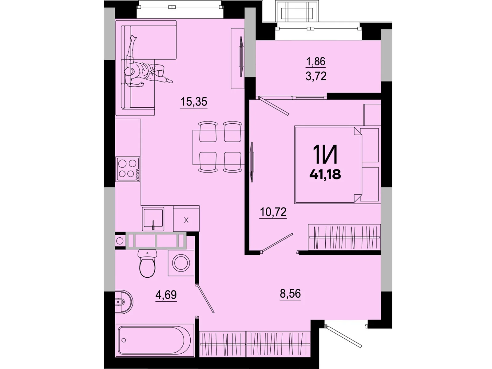 Продается 1-комнатная квартира 41.18 кв. м в Киеве, ул. Николая Кибальчича, 1 - фото 1