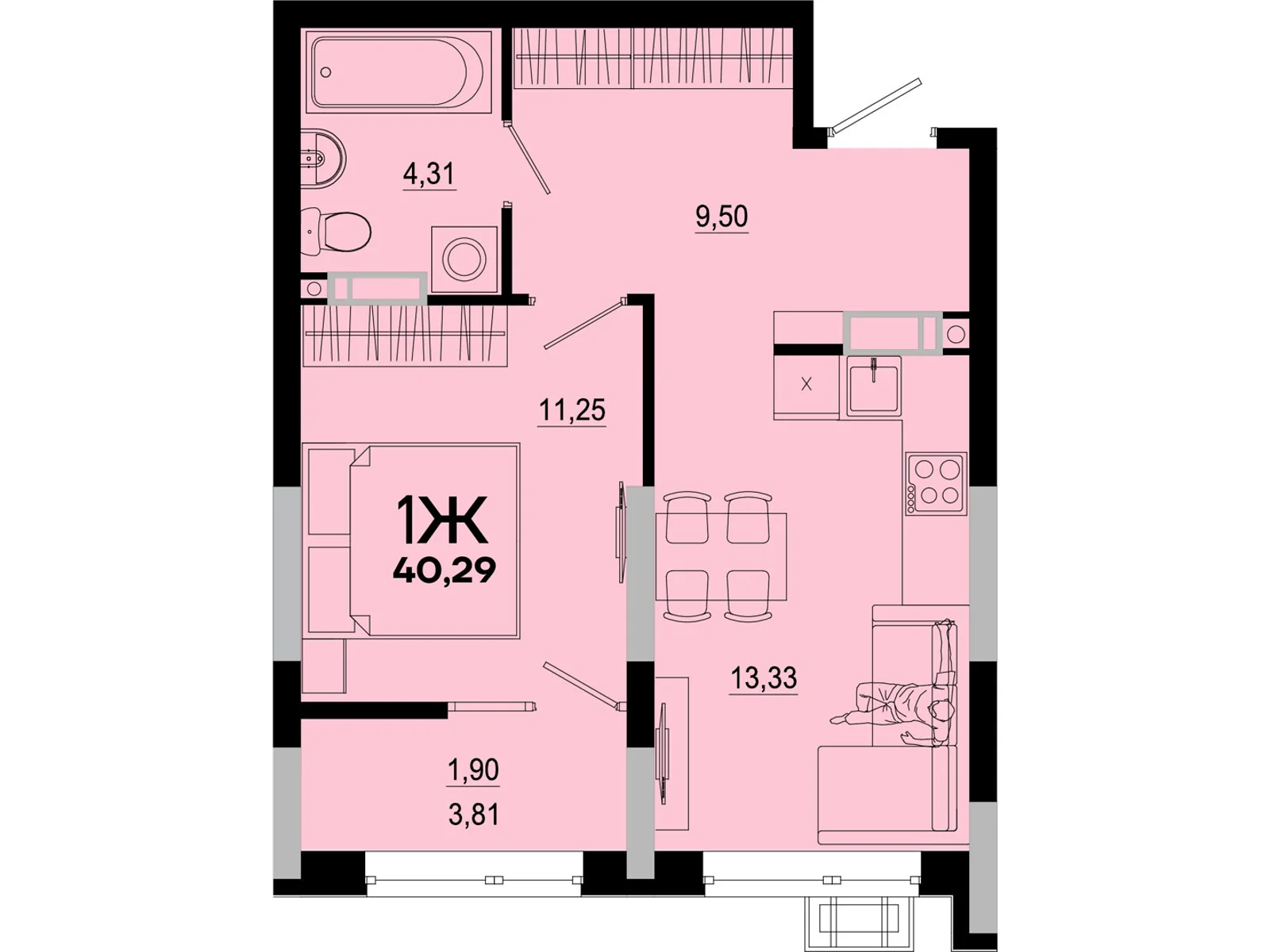 Продается 1-комнатная квартира 40.29 кв. м в Киеве, ул. Николая Кибальчича, 1 - фото 1