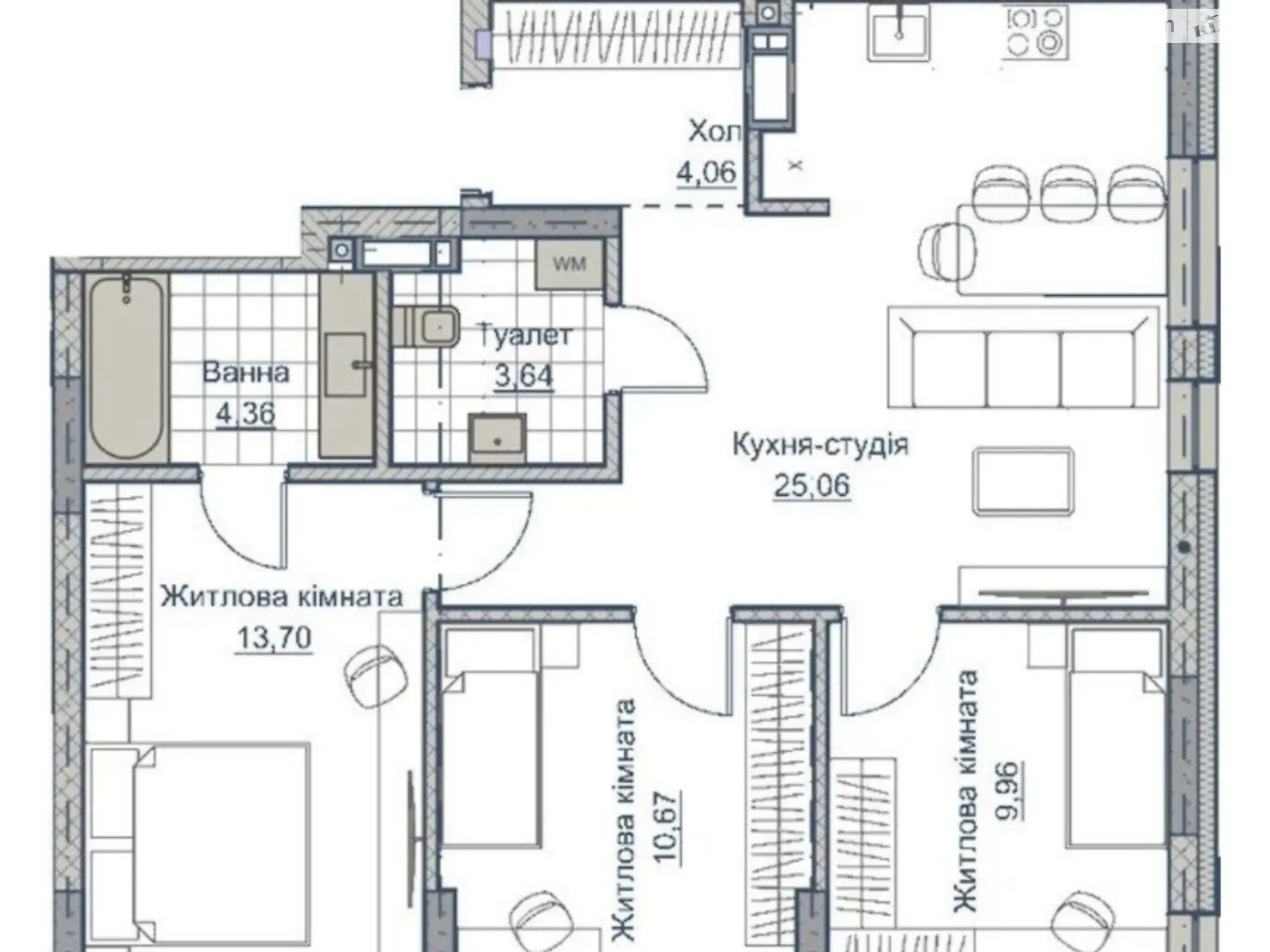 Продається 3-кімнатна квартира 74.1 кв. м у Кропивницькому, вул. Андріївська, 2А - фото 1