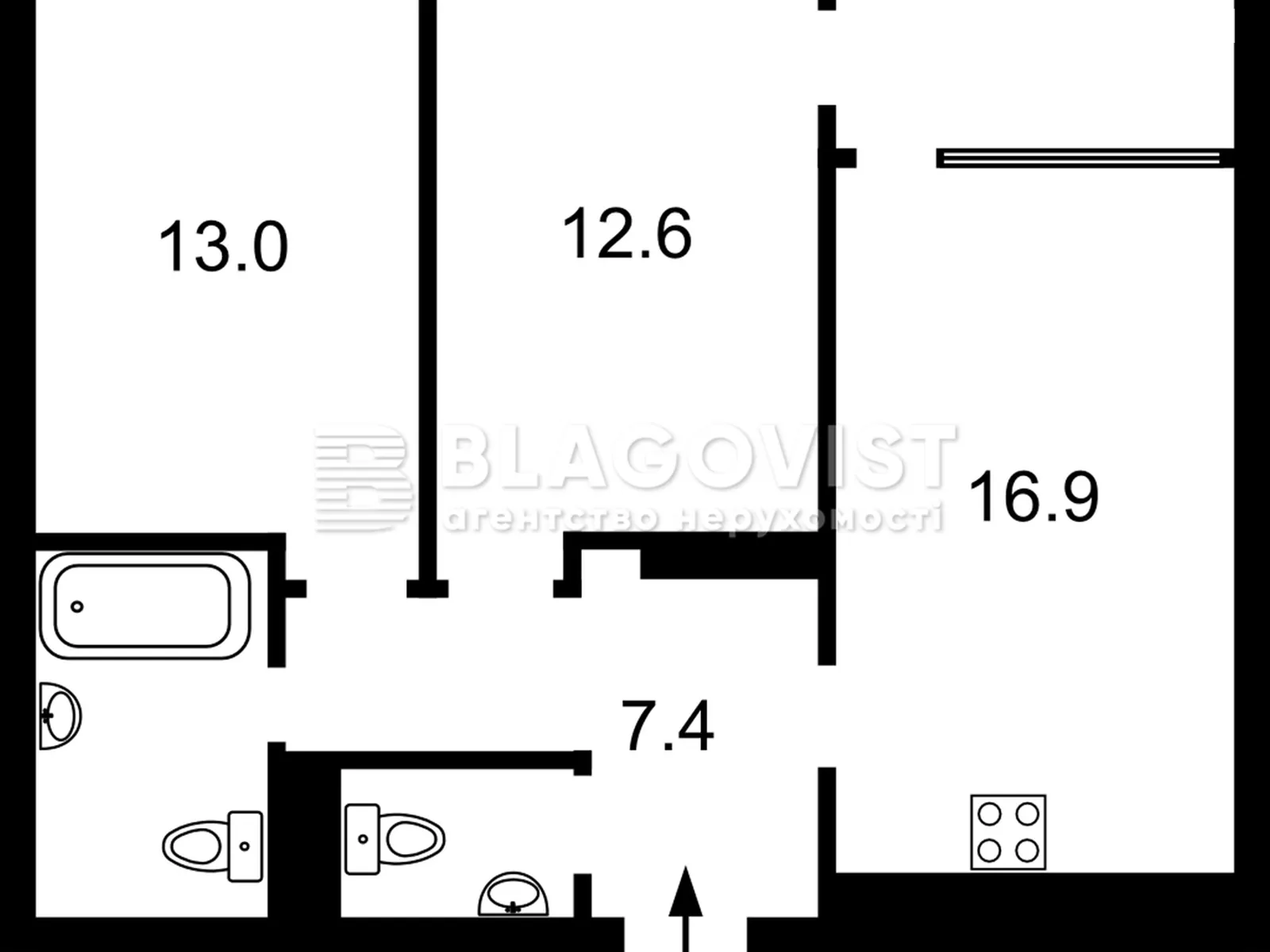 Продається 2-кімнатна квартира 60 кв. м у Києві, наб. Дніпровська, 18А - фото 1
