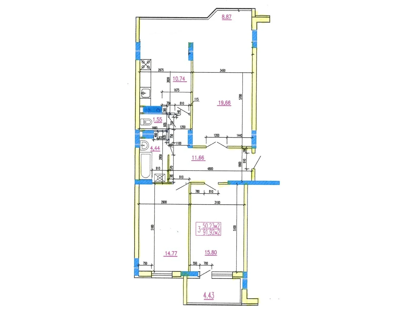 Продається 3-кімнатна квартира 96.1 кв. м у Черкасах, вул. Тараскова, 5 - фото 1