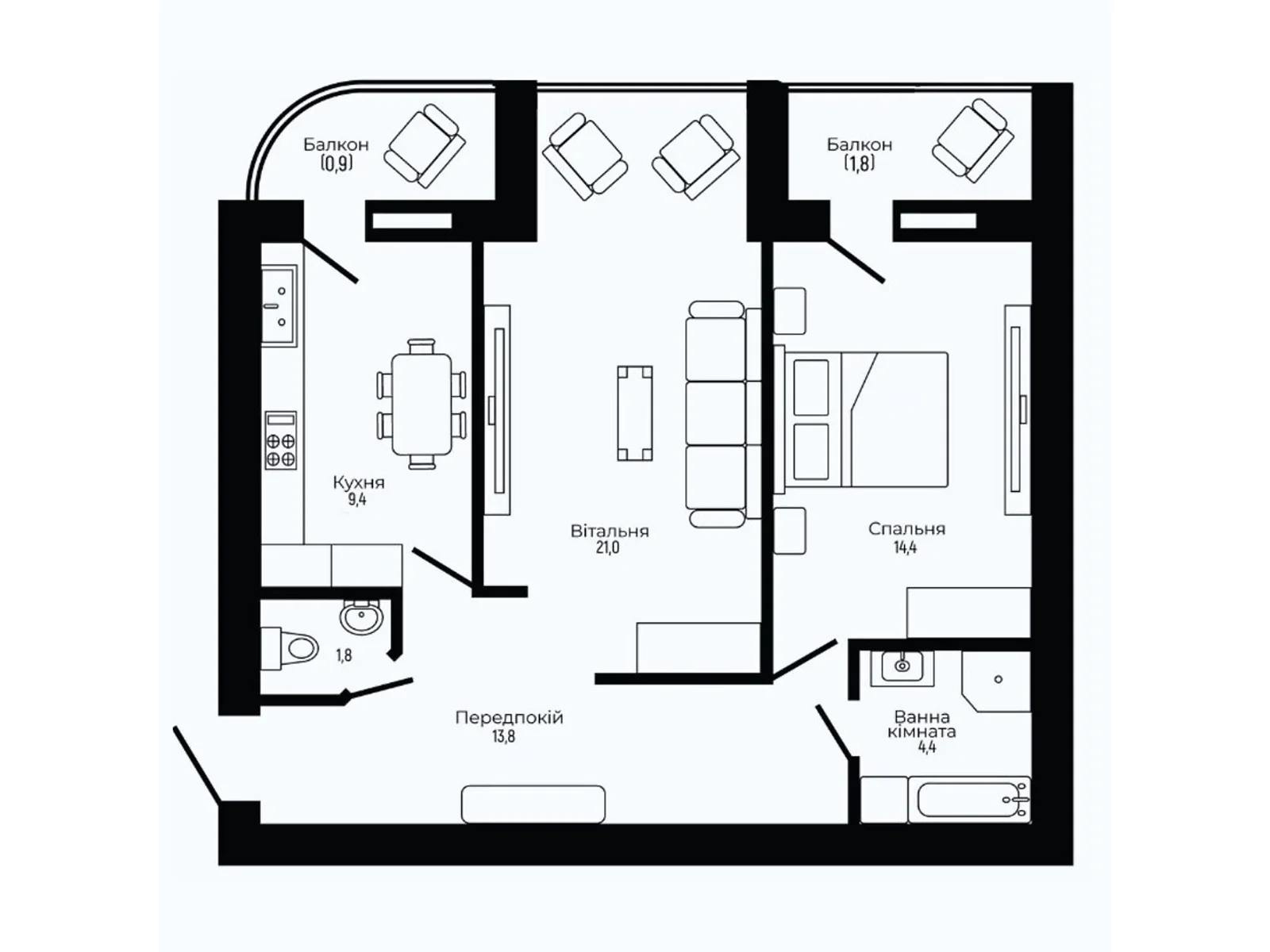Продається 2-кімнатна квартира 67.5 кв. м у, цена: 37125 $ - фото 1