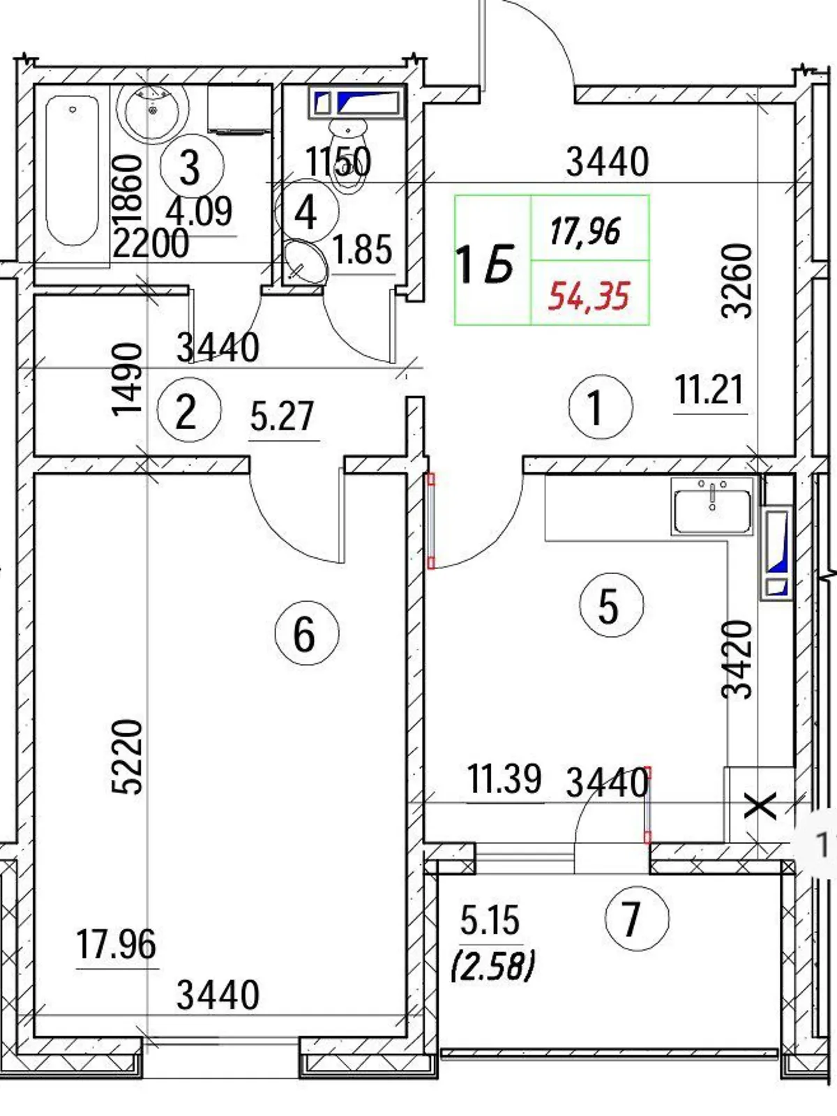 Продается 1-комнатная квартира 54.35 кв. м в Киеве, ул. Электротехническая, 43 - фото 1