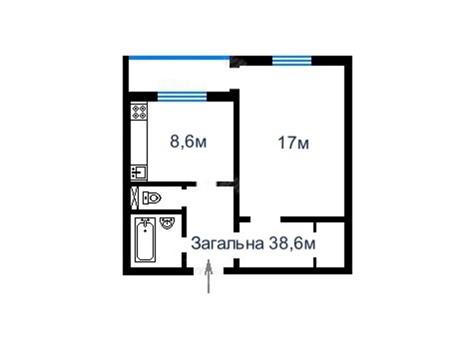 Продається 1-кімнатна квартира 38.6 кв. м у Чернігові, вул. Володимира Коваленка(Генерала Пухова), 146 - фото 1