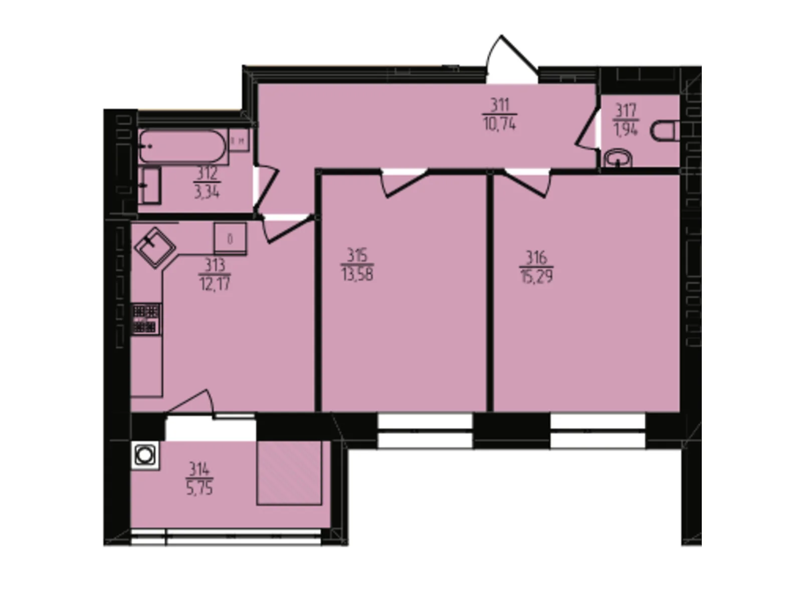 Продается 2-комнатная квартира 62.81 кв. м в Хмельницком, цена: 48496 $ - фото 1