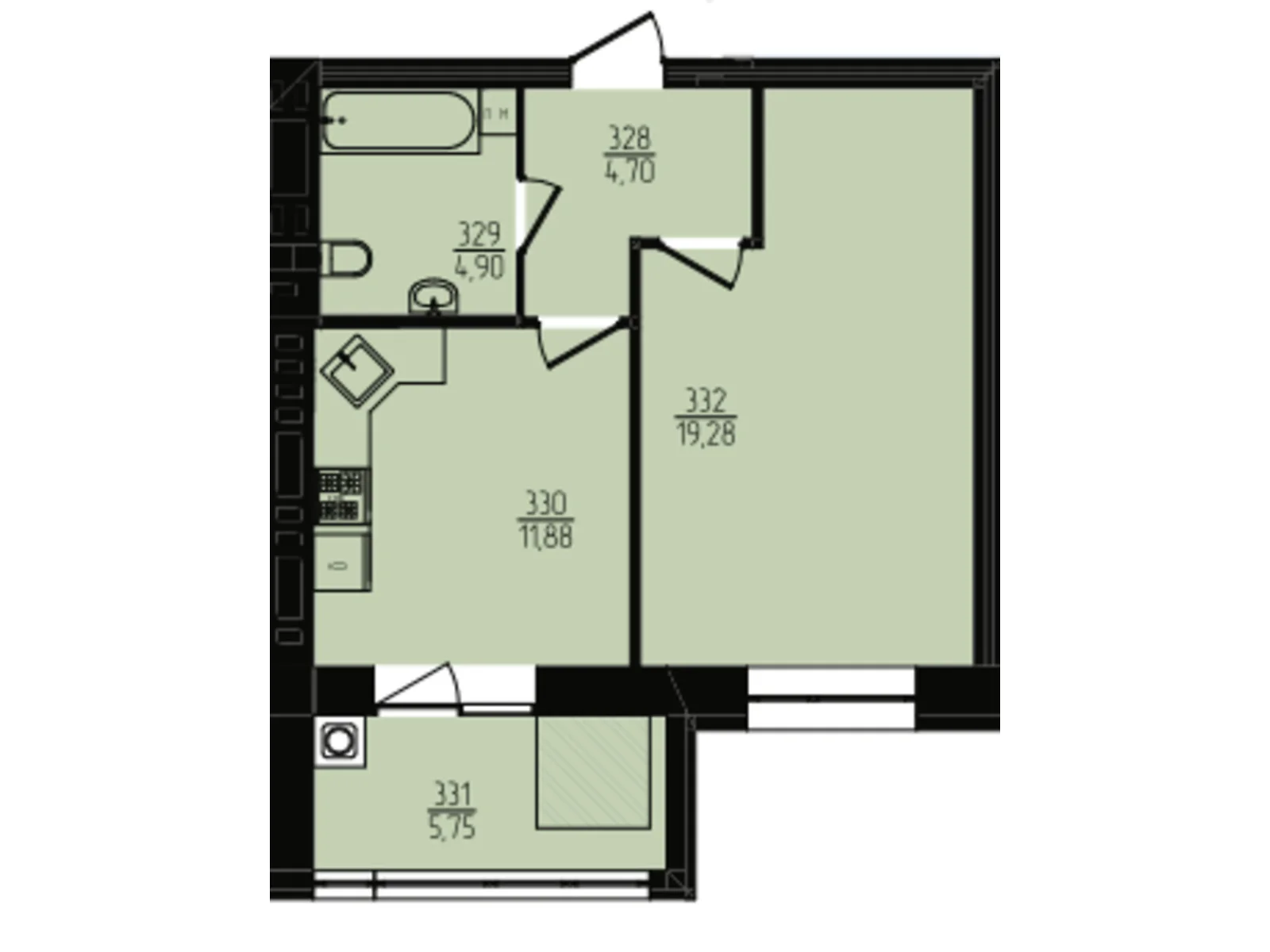 Продается 1-комнатная квартира 46.51 кв. м в Хмельницком, цена: 35911 $ - фото 1
