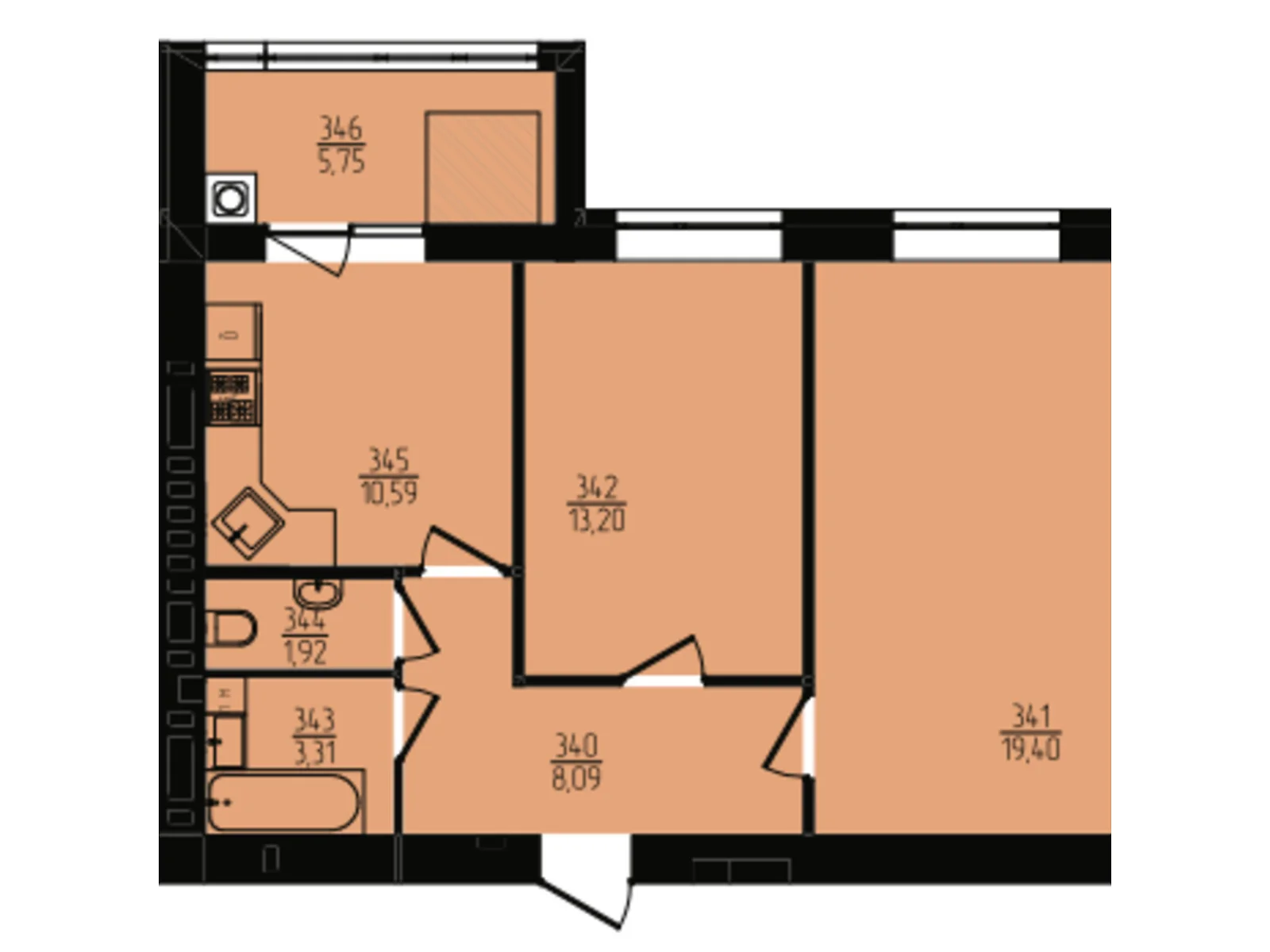 Продается 2-комнатная квартира 62.26 кв. м в Хмельницком, ул. Озерная, 20/4Б - фото 1