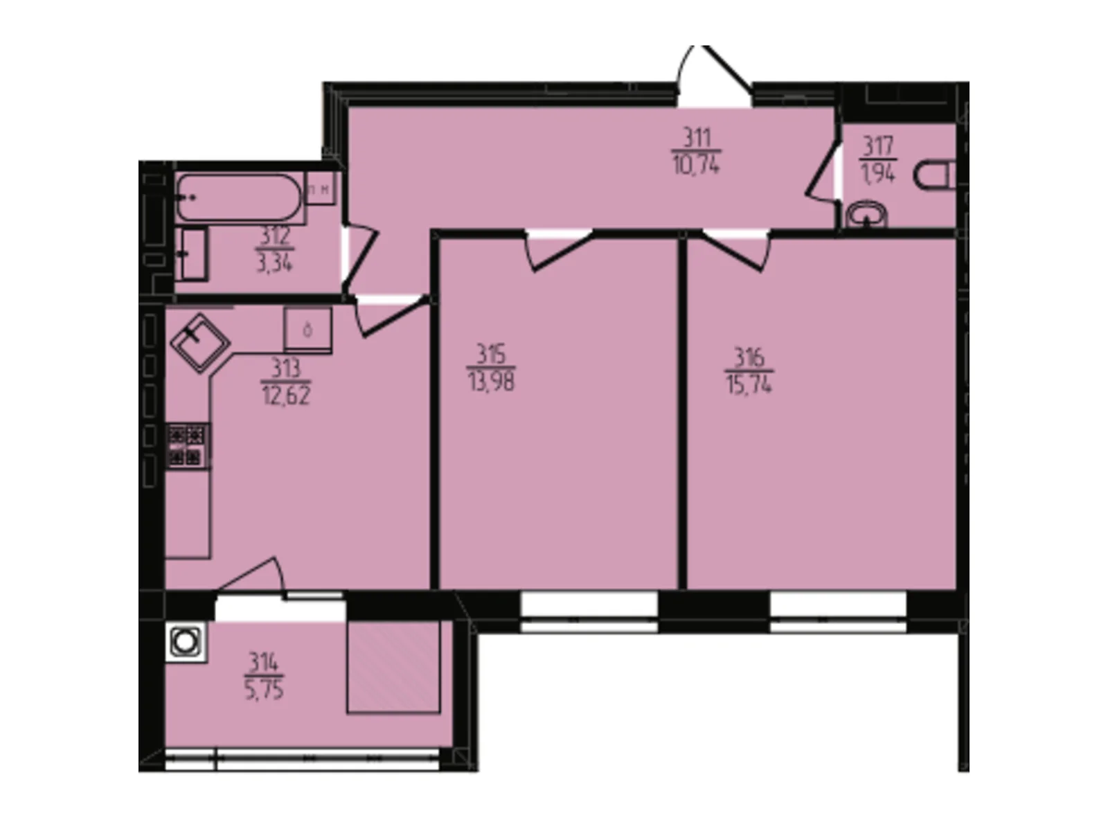 Продается 2-комнатная квартира 64.11 кв. м в Хмельницком, цена: 49500 $ - фото 1
