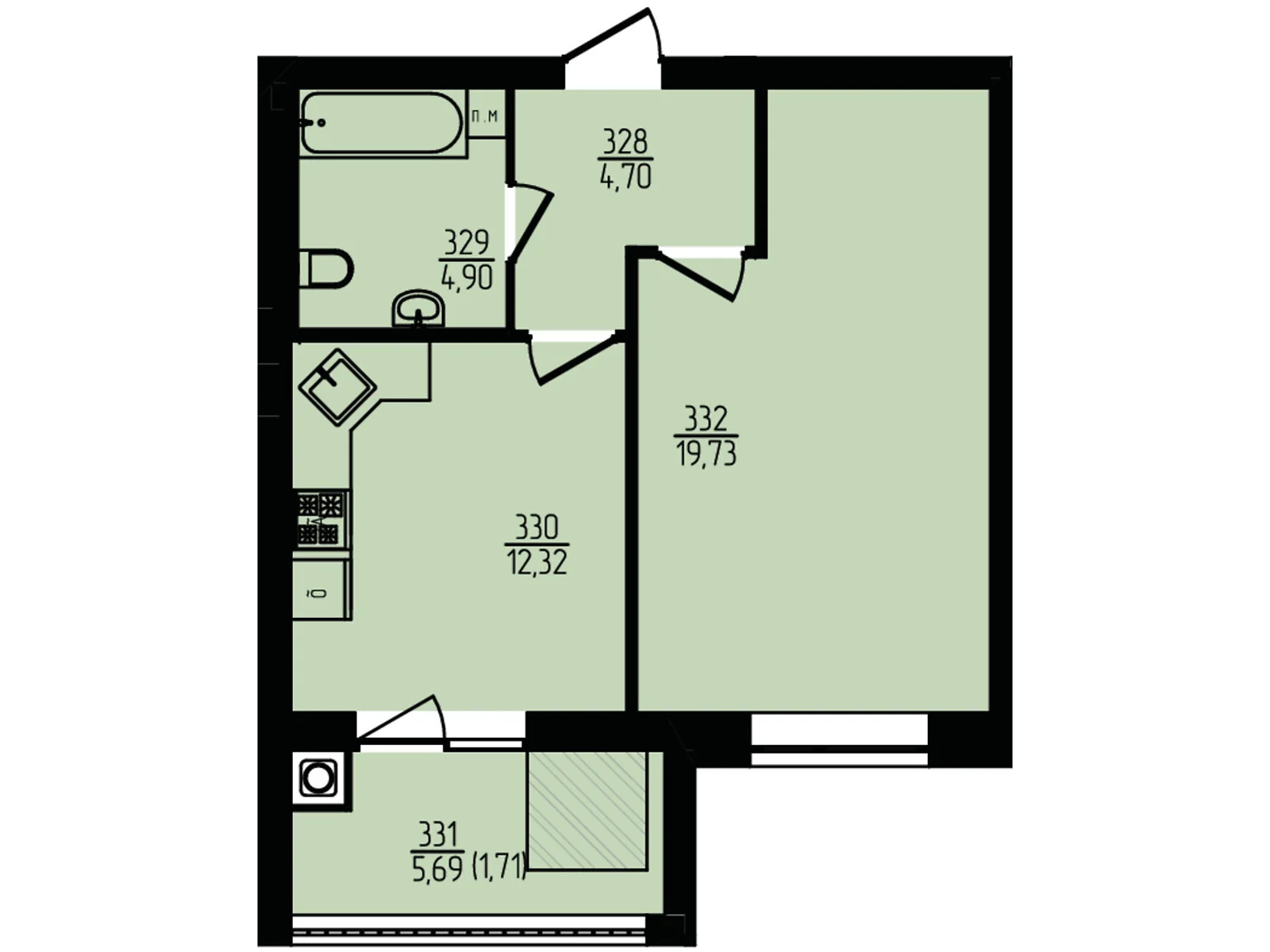 Продается 1-комнатная квартира 43.36 кв. м в Хмельницком, ул. Озерная, 20/4Б - фото 1