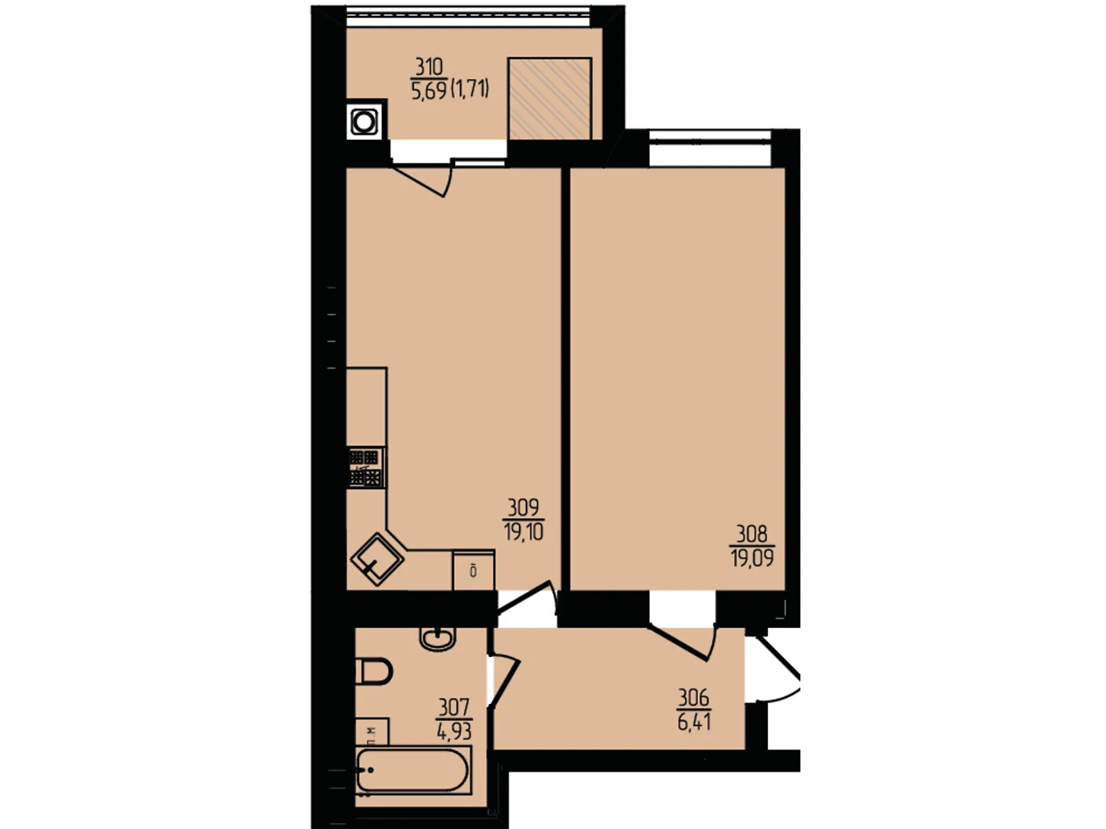 Продается 1-комнатная квартира 51.24 кв. м в Хмельницком, ул. Озерная, 20/4Б - фото 1