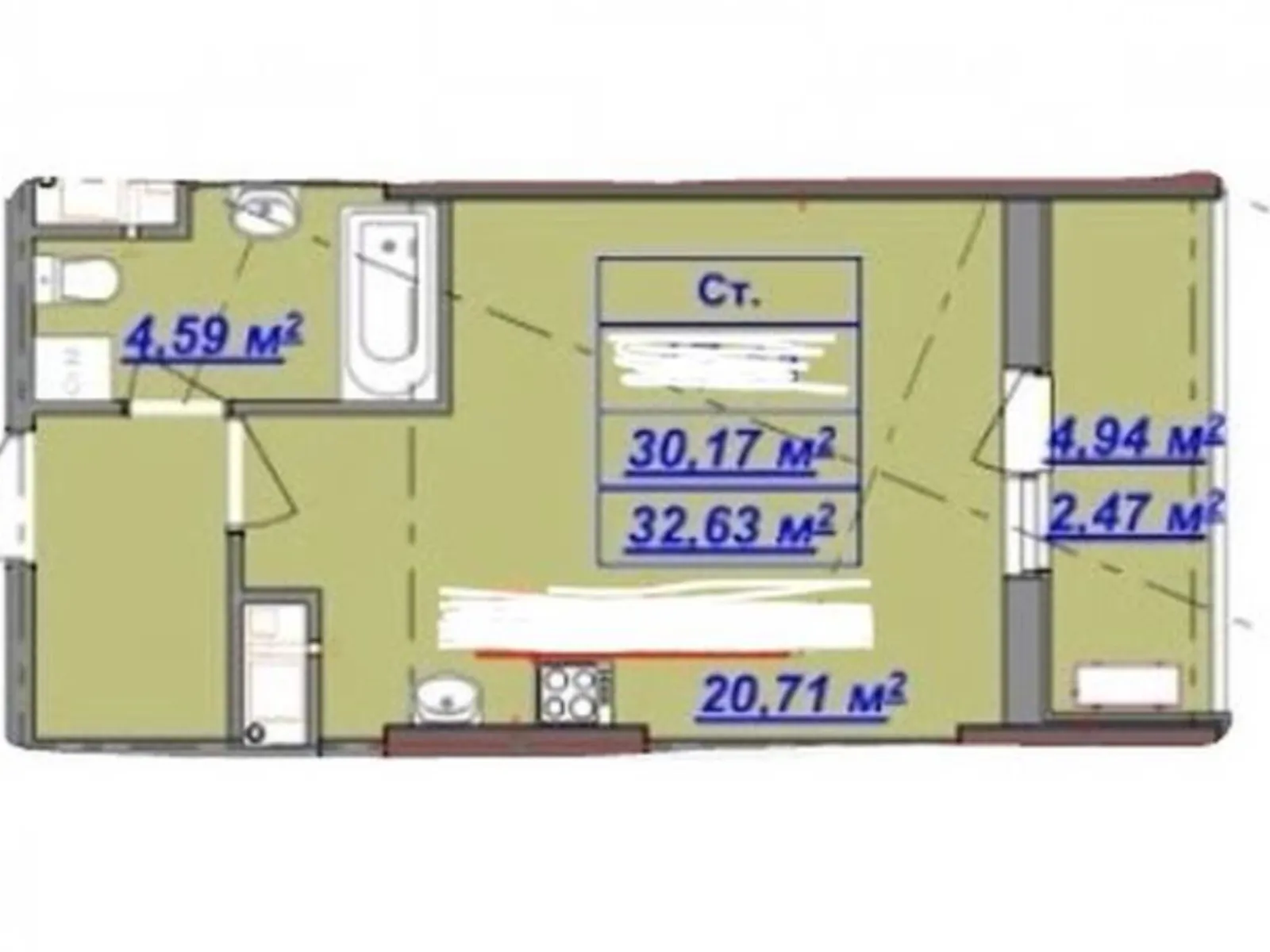 Продается 1-комнатная квартира 33 кв. м в Одессе, ул. Дача Ковалевского, 5 - фото 1