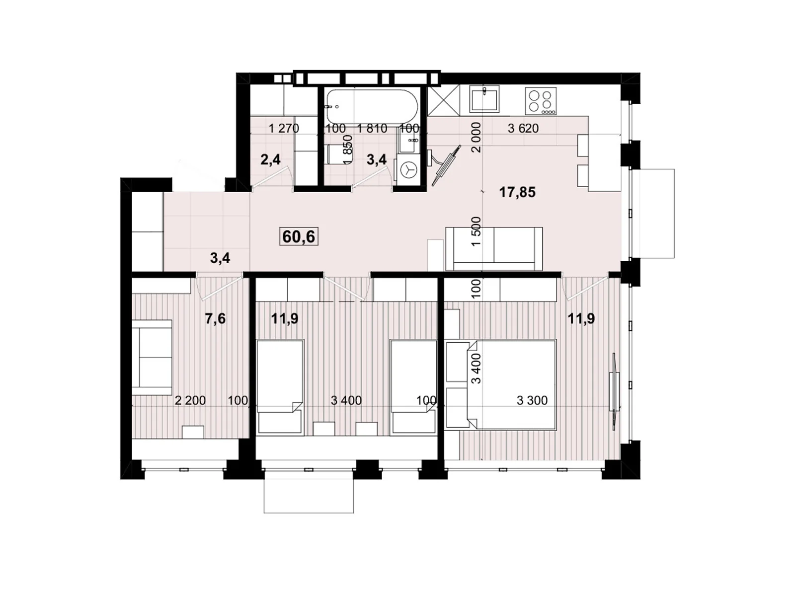 Продается 3-комнатная квартира 59.8 кв. м в Днепре, ул. Холодильная, 67 - фото 1
