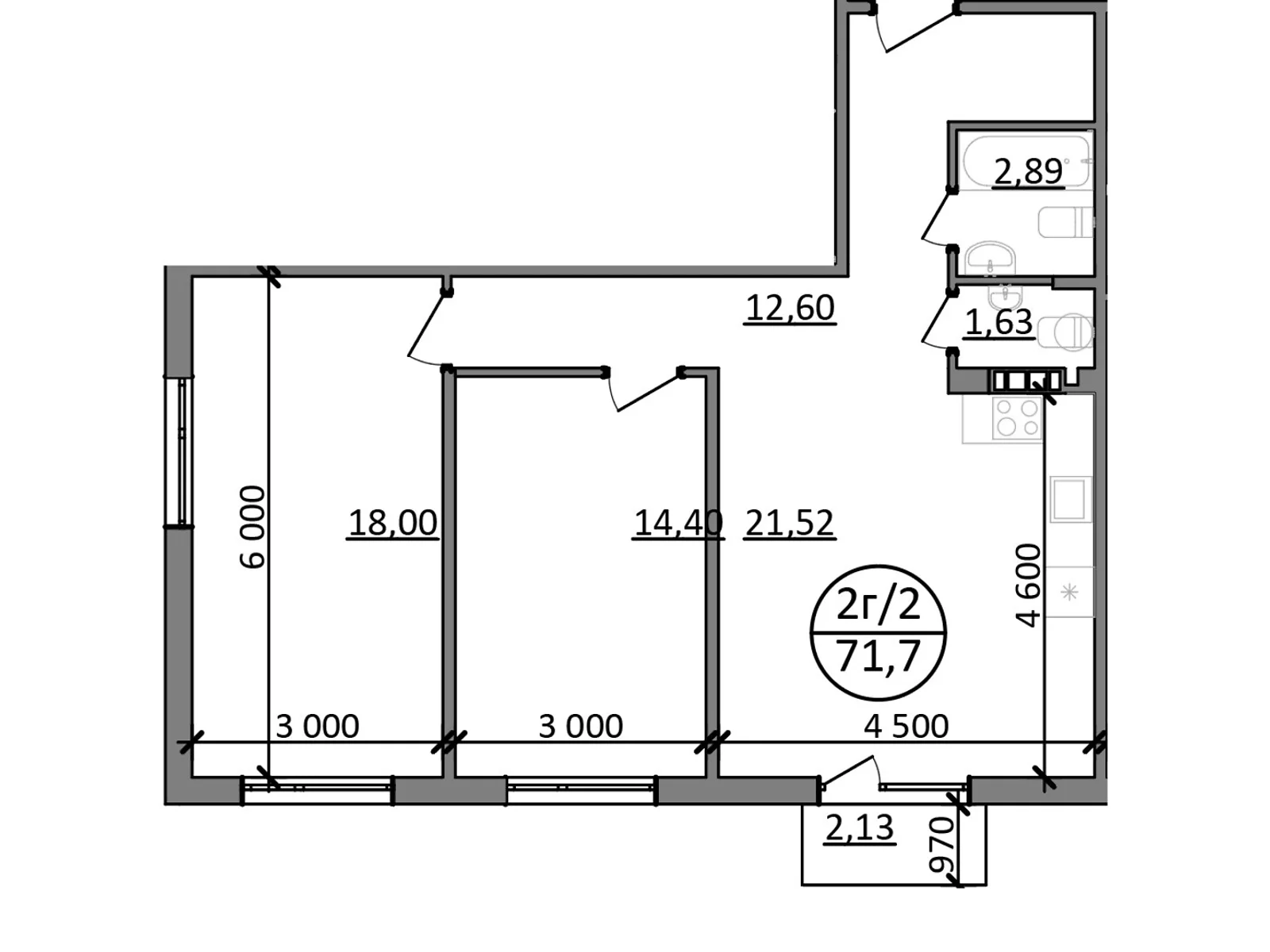 Продается 2-комнатная квартира 71.7 кв. м в Басовке, Кольцевая дор. - фото 1