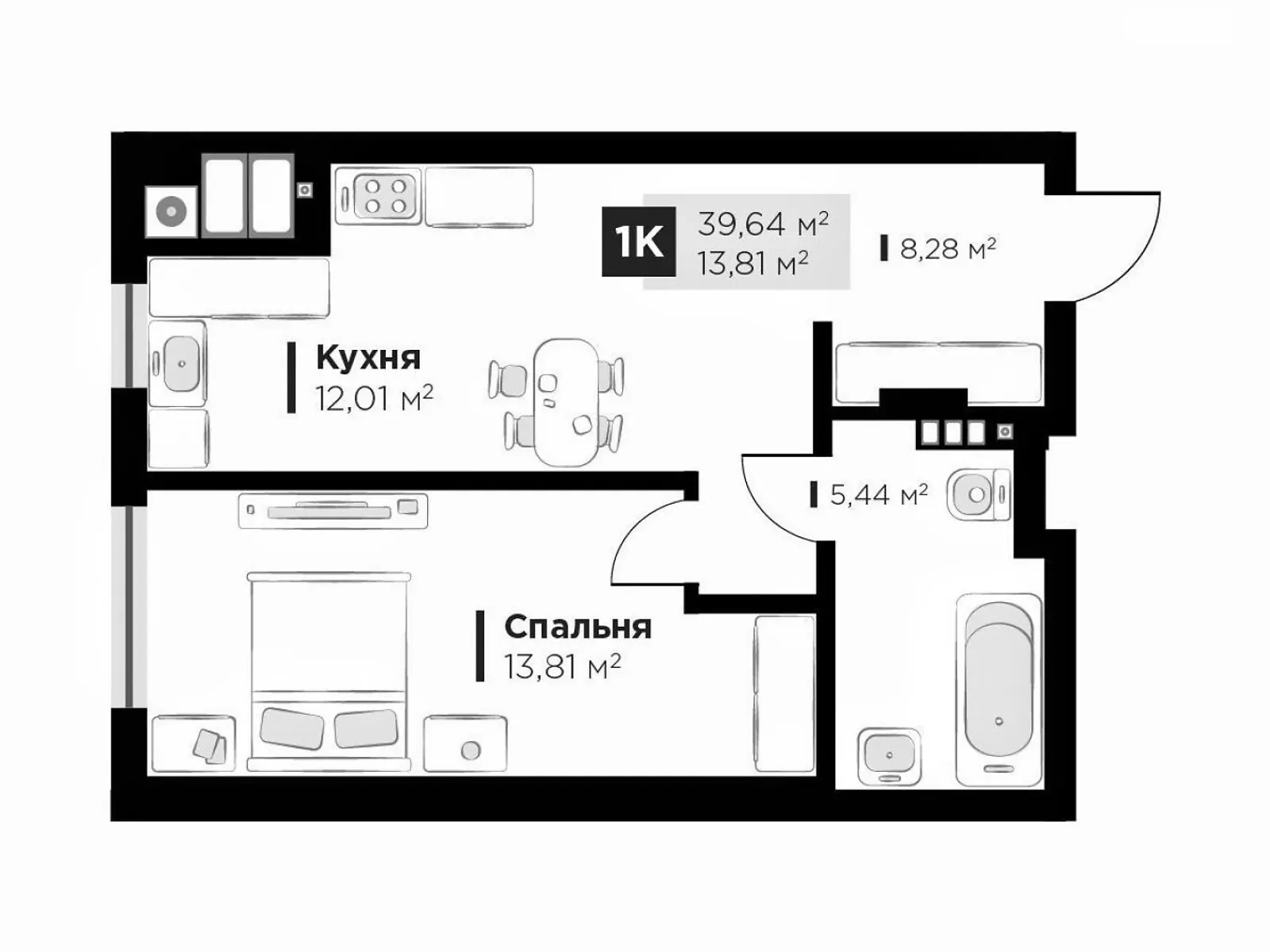 Продается 1-комнатная квартира 39.64 кв. м в Сокольниках, ул. Героев Крут - фото 1