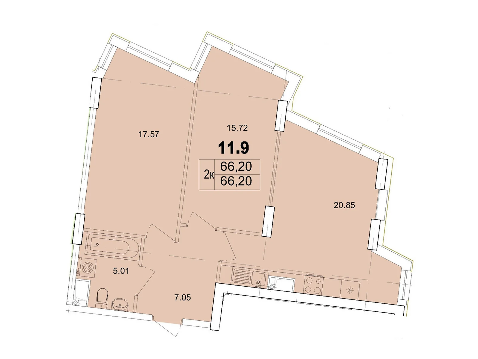 Продается 2-комнатная квартира 66.2 кв. м в Одессе, ул. Чубаевская, 1 - фото 1