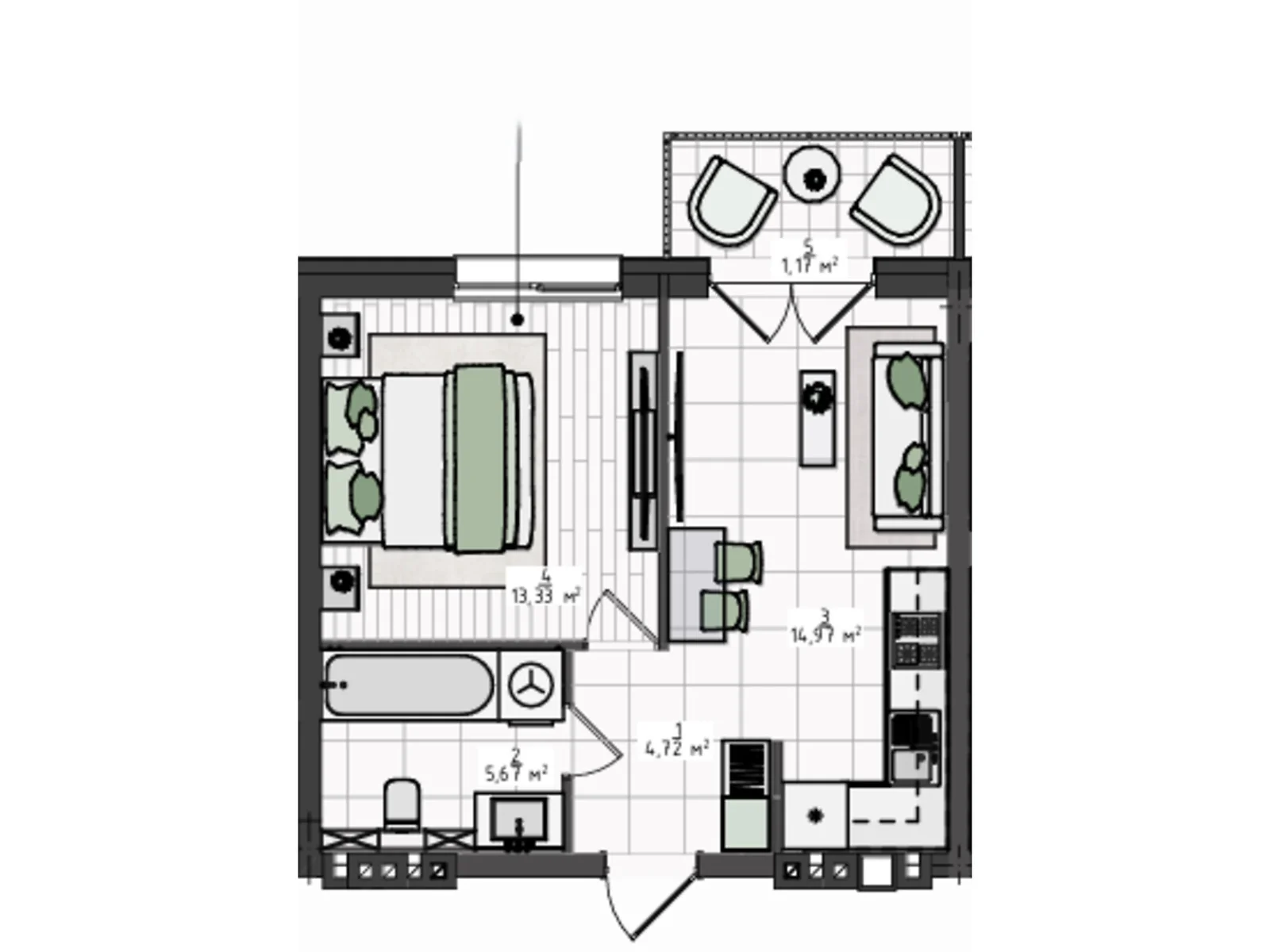 Продается 1-комнатная квартира 36 кв. м в Винниках, ул. Калиновая, 13 - фото 1