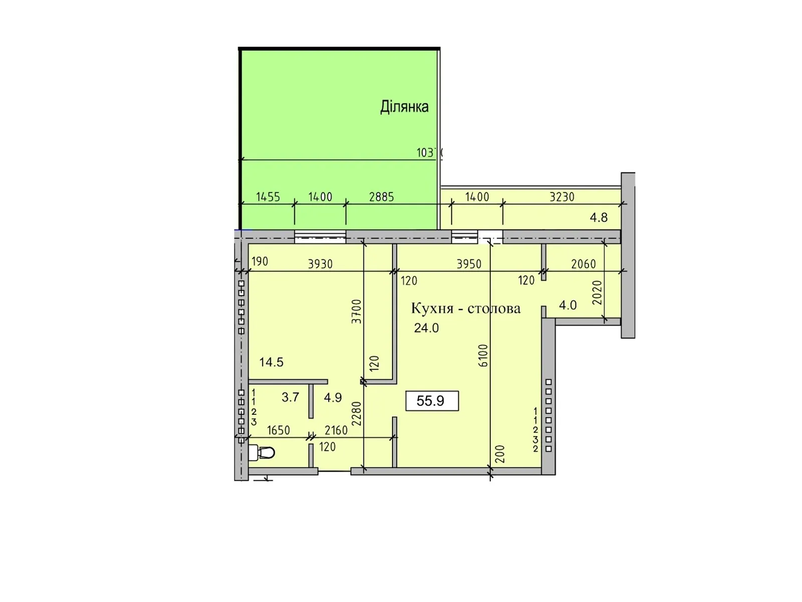 Продається 1-кімнатна квартира 57.7 кв. м у Петрикові, вул. Лесі Українки - фото 1