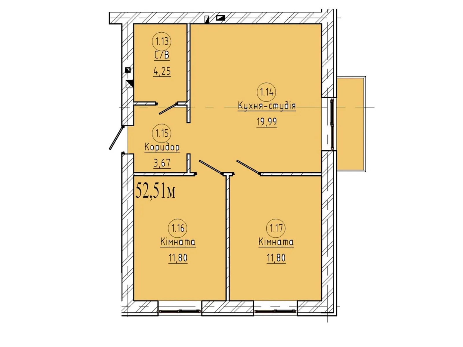 Продается 2-комнатная квартира 52.51 кв. м в Петрикове, ул. Коновальца - фото 1