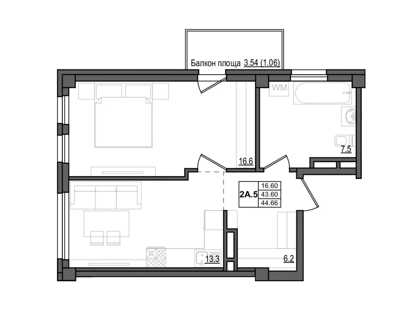 Продается 1-комнатная квартира 46 кв. м в Кропивницком, цена: 57500 $ - фото 1
