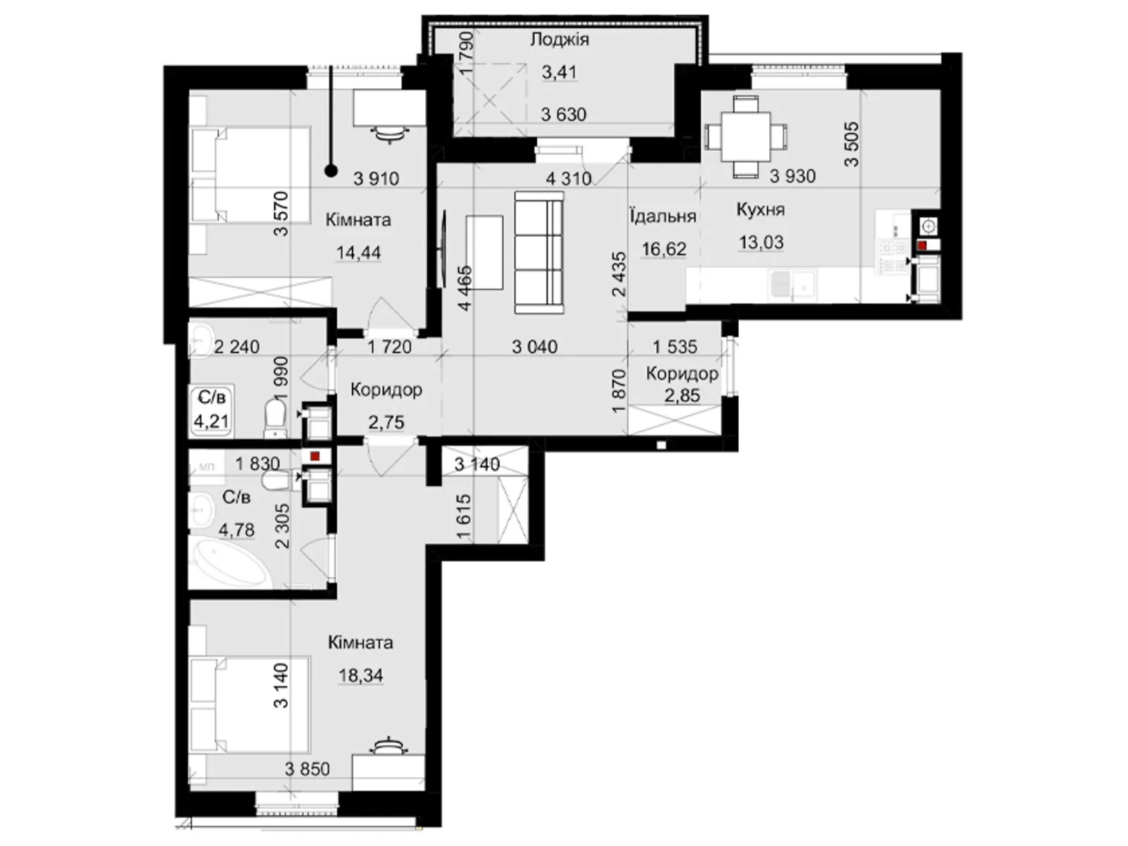 Продается 2-комнатная квартира 80.43 кв. м в Львове, ул. Пасечная, 154 - фото 1