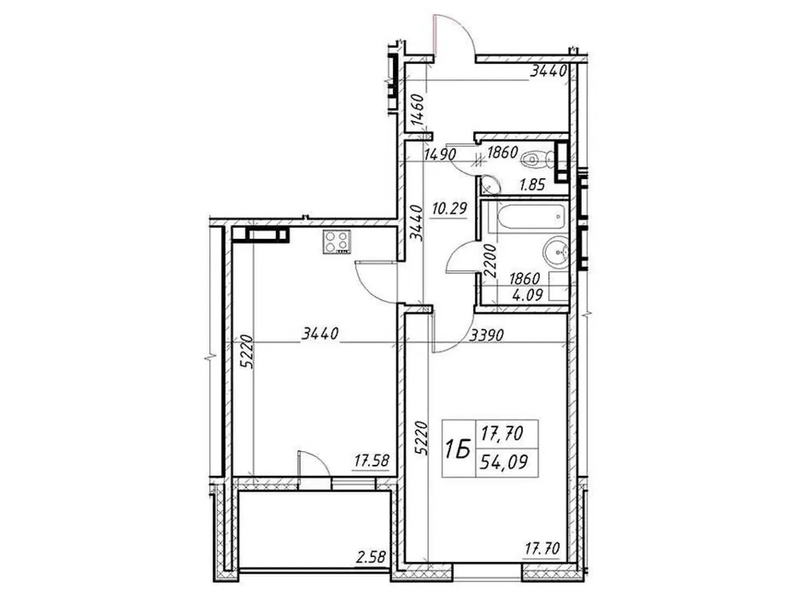 Продается 1-комнатная квартира 54.2 кв. м в Киеве, ул. Коноплянская, 22Б - фото 1