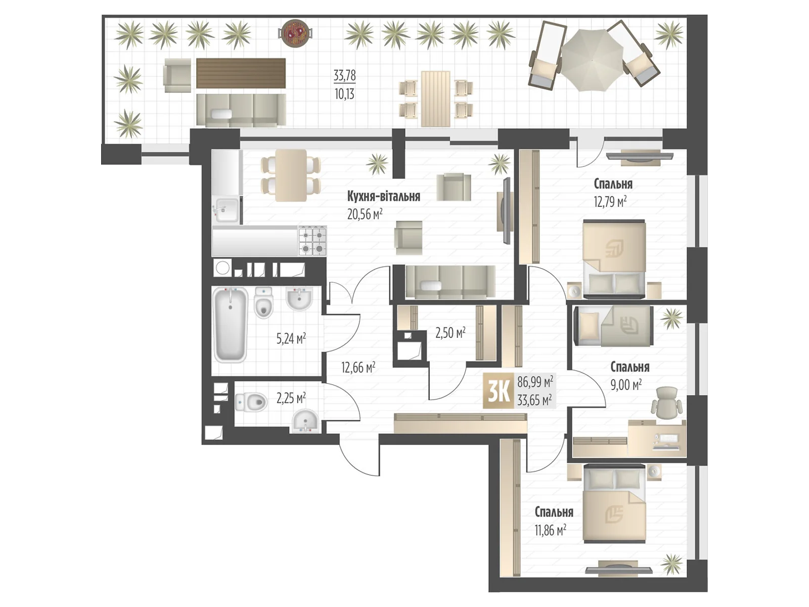 Продається 3-кімнатна квартира 86.99 кв. м у Львові, вул. Орлика, 52 - фото 1