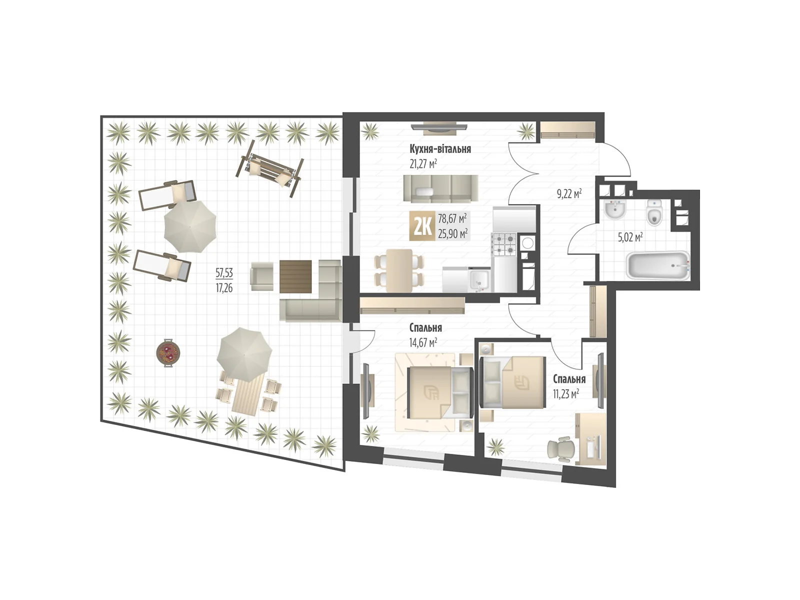 Продається 2-кімнатна квартира 78.67 кв. м у Львові, вул. Орлика, 52 - фото 1