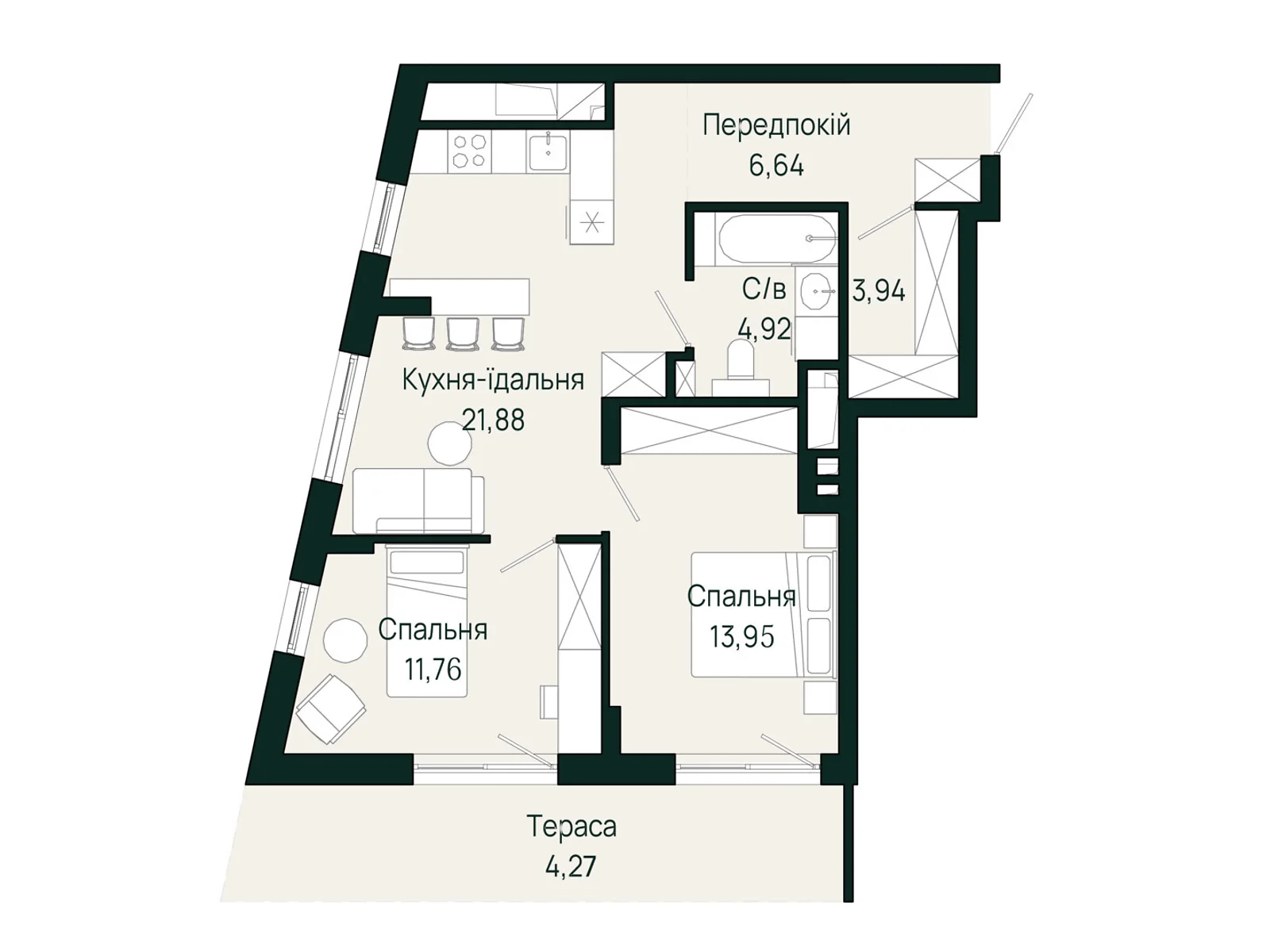 Продается 2-комнатная квартира 67.36 кв. м в Сокольниках, ул. Героев Крут - фото 1