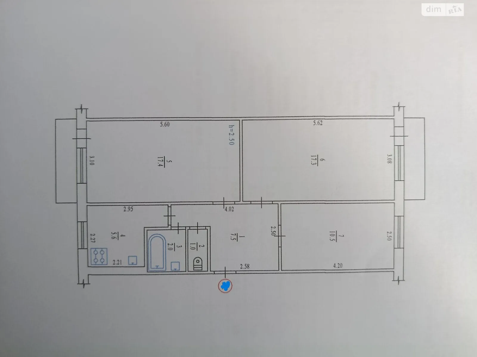 Продается 3-комнатная квартира 65.3 кв. м в Полтаве, пер. Гната Хоткевича - фото 1