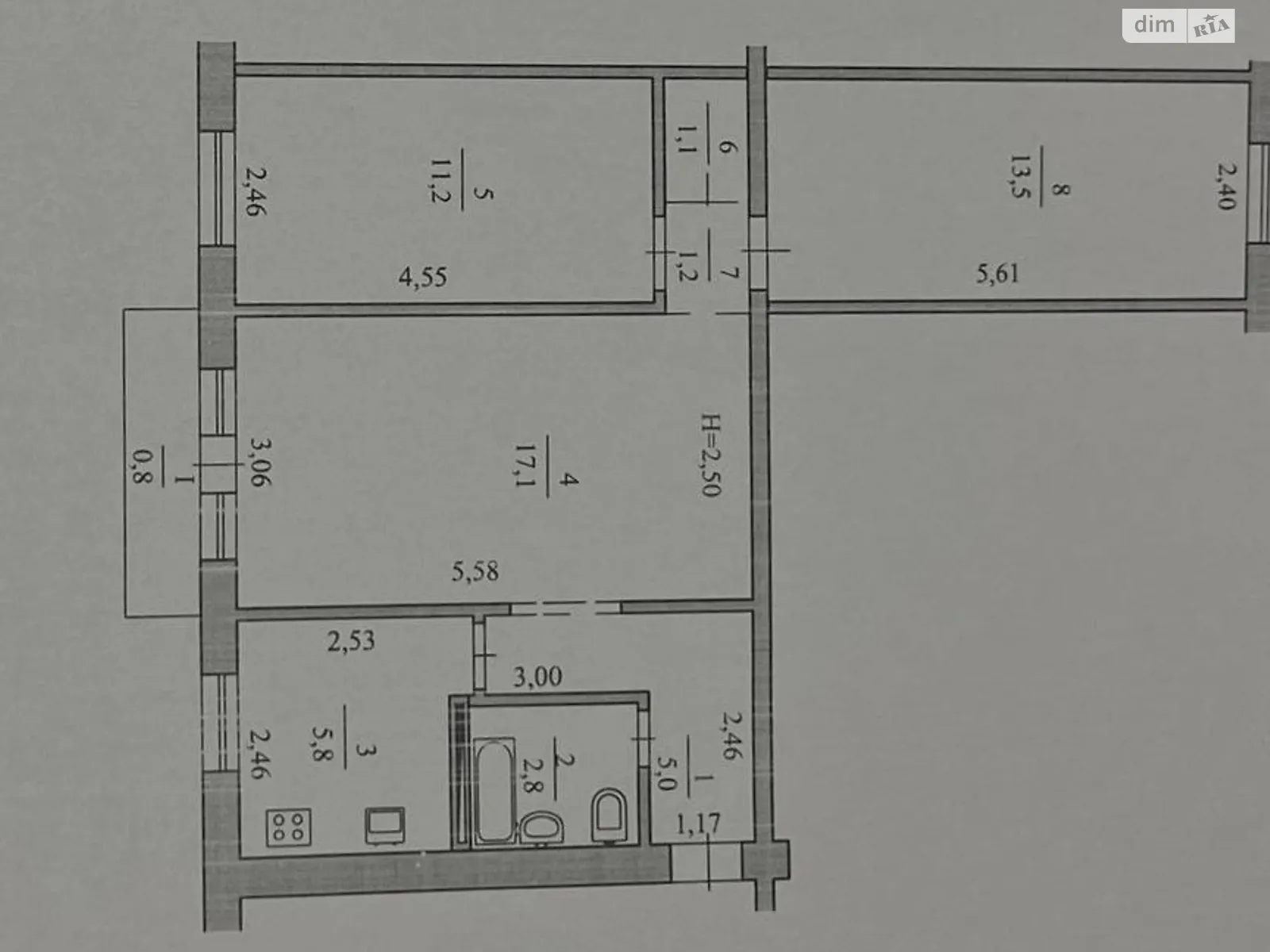 Продается 3-комнатная квартира 58.2 кв. м в Кривом Роге, ул. Виталия Матусевича(XXII Партсъезда), 40 - фото 1